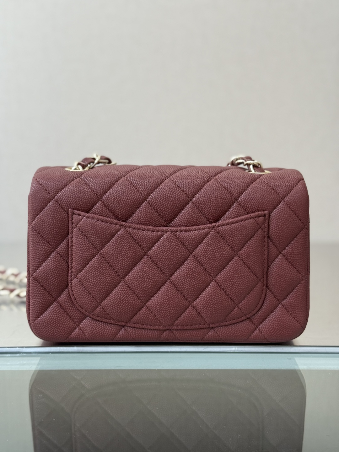 Mini Classic Flap Handbag（Wine Red） - Mocuir