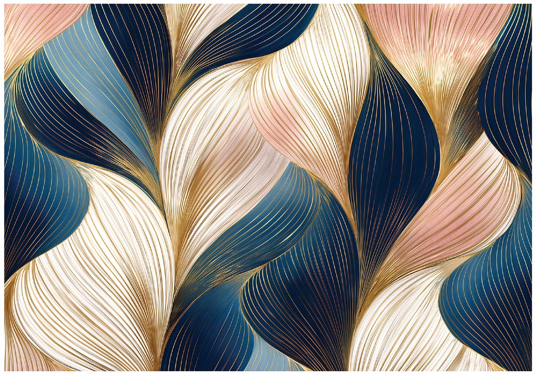 Art Deco abstract gold wall mural for the bedroom or living room,