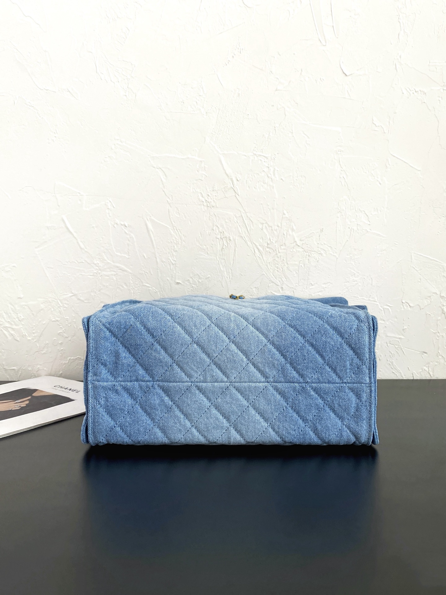 25C Small Hobo Bag in Light Blue Washed Denim with Antique Gold Hardware - Mocuir