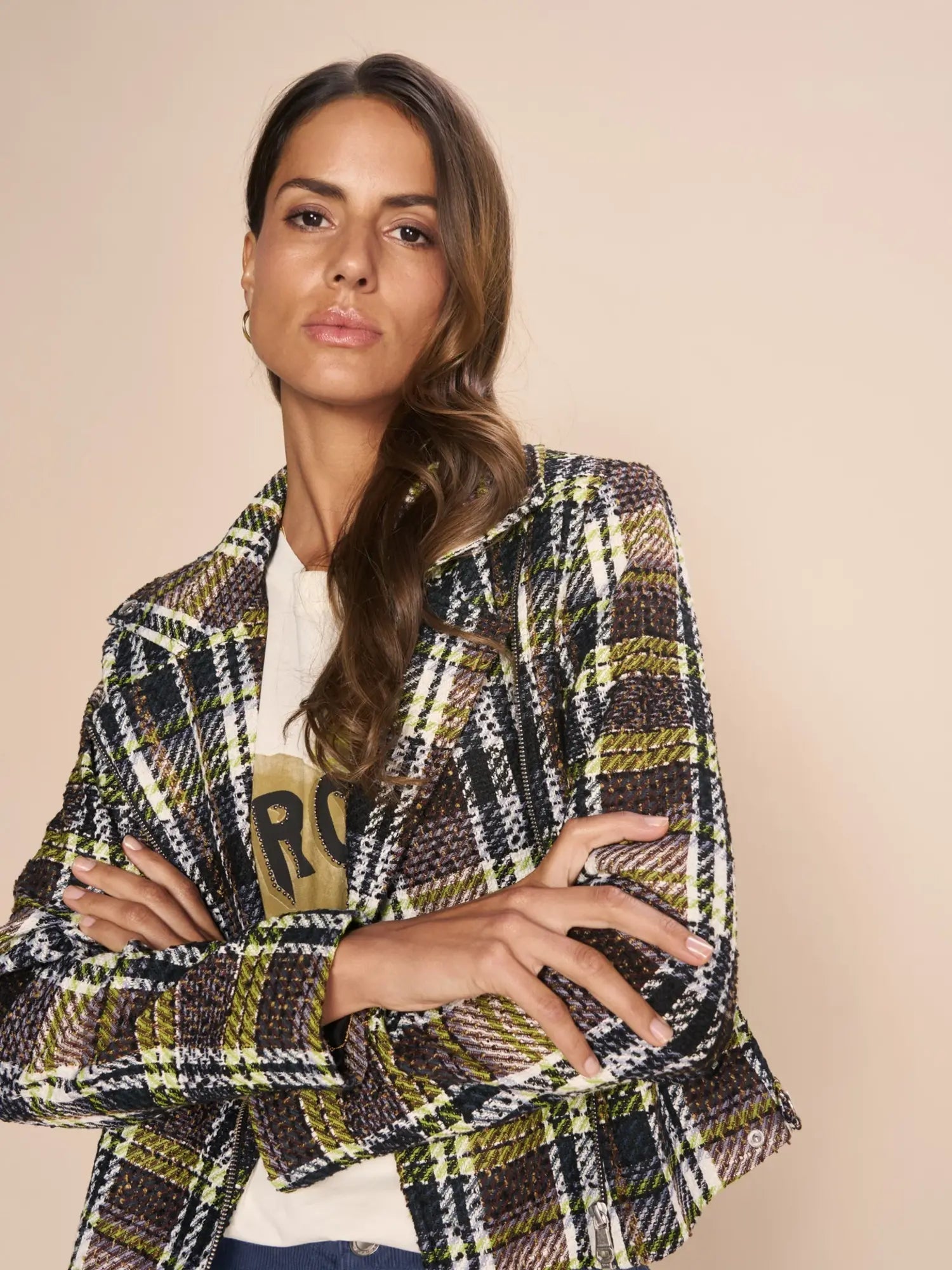 ‌Casual Luxe Tweed Bomber