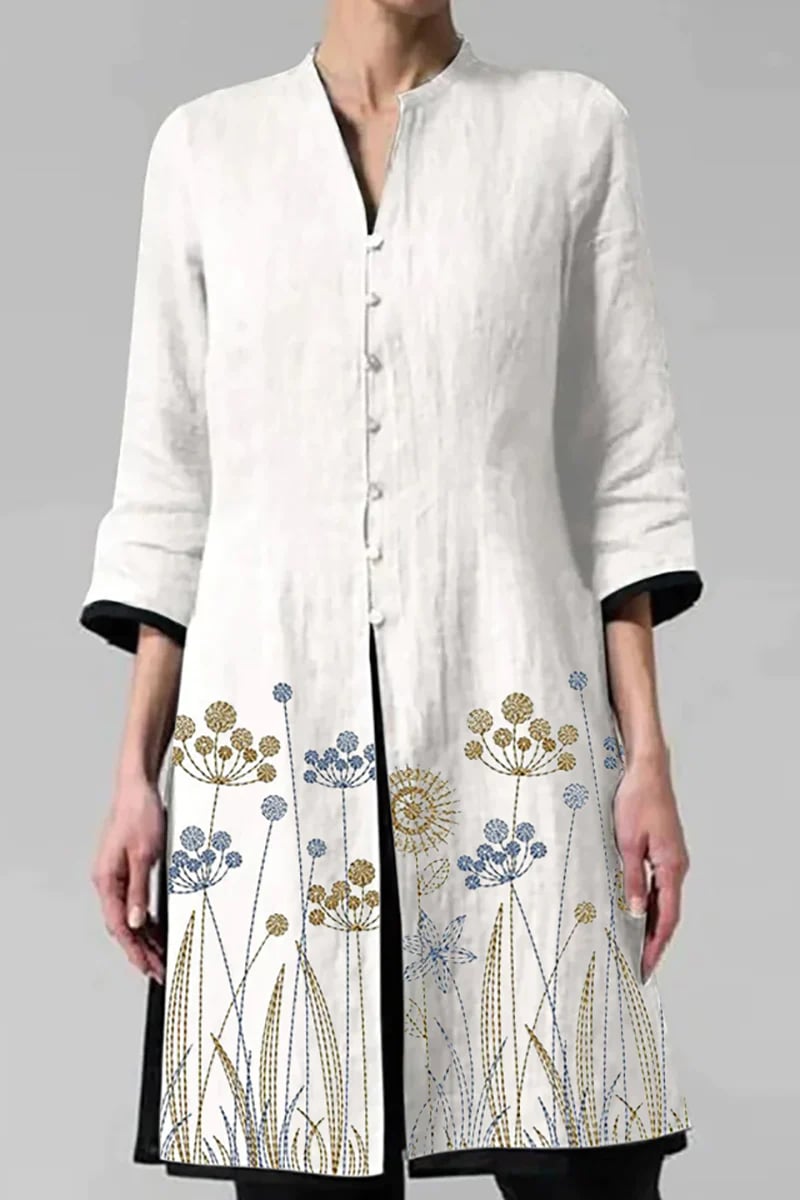 Irregular Cotton And Linen Shirt Cardigan