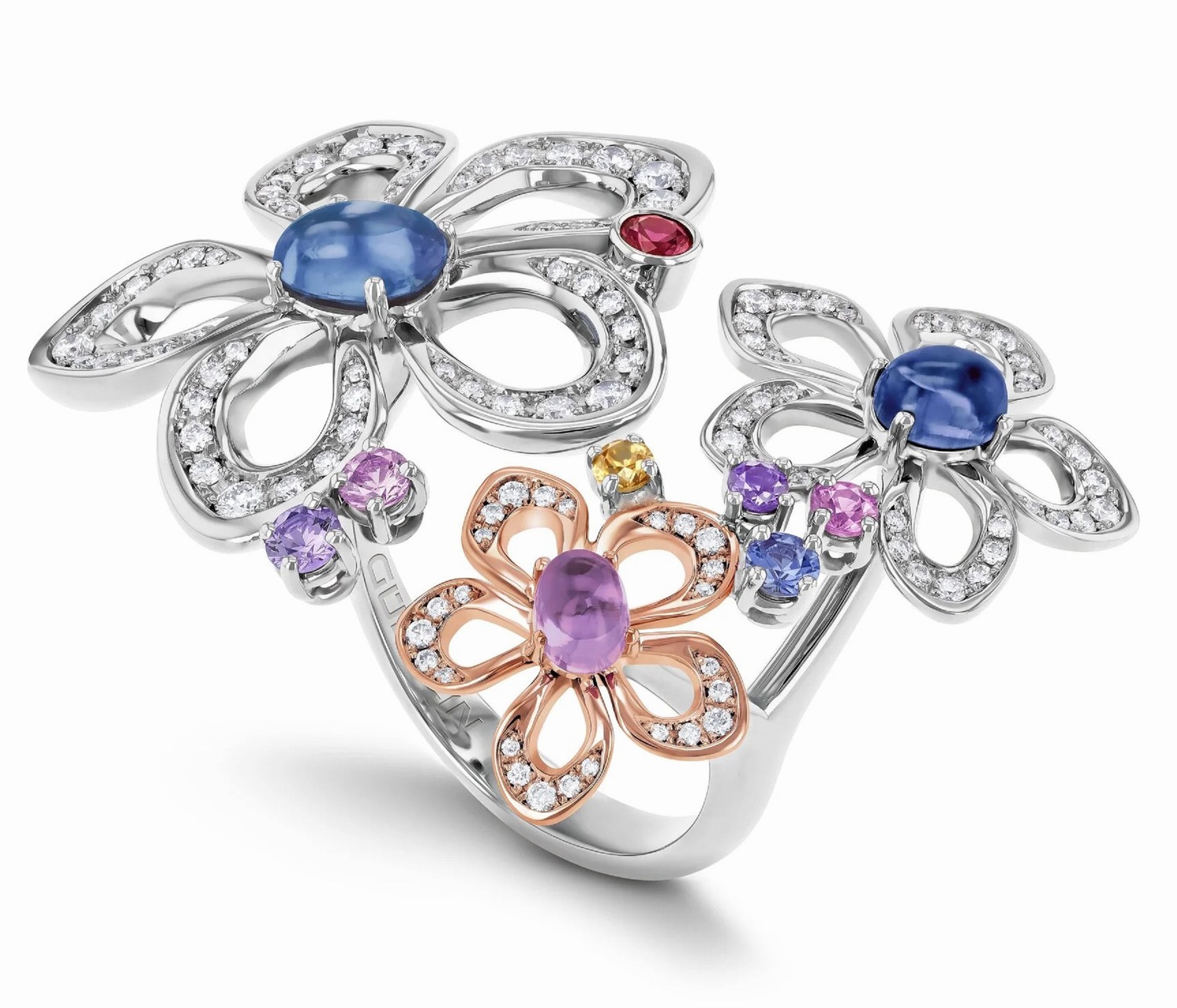 Lily and Morning Dew Bouquet Ring
