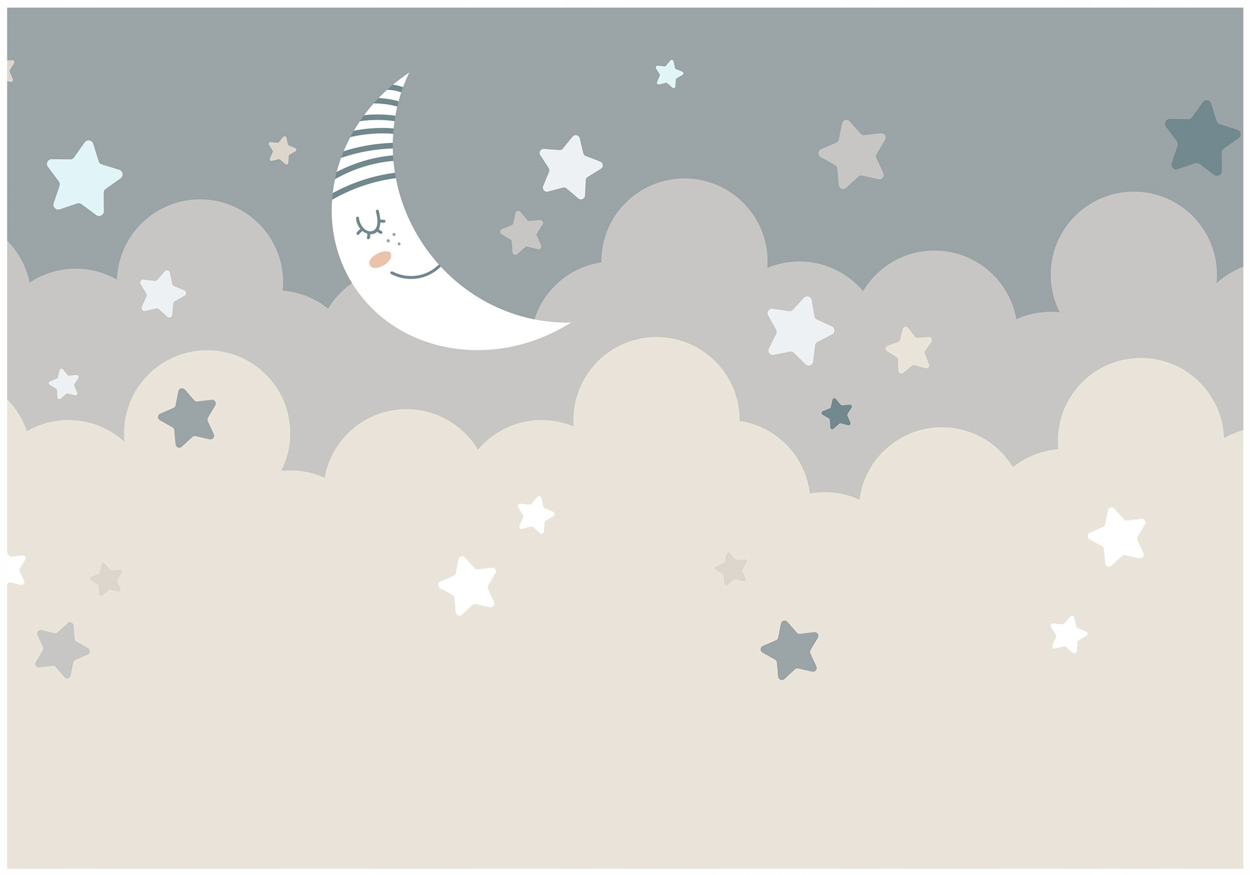 Wall mural for children, moon and stars, wallpaper for a child's room,