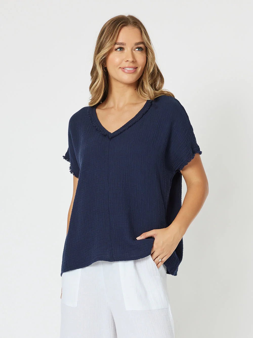 Frayed Canvas A-Line Tee‌