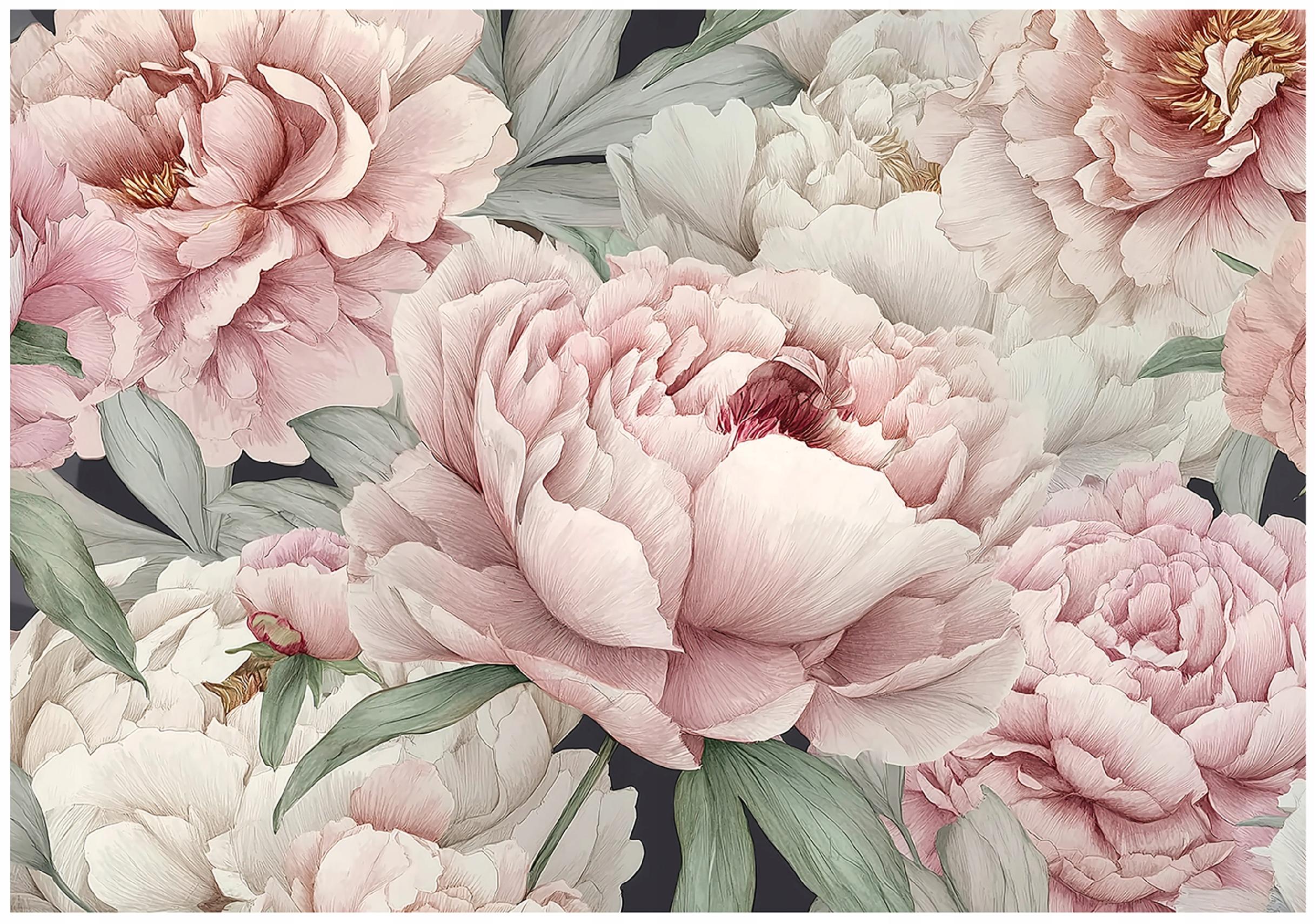 Peony flower wall mural, pink, bedroom, living room, non-woven wallpaper,