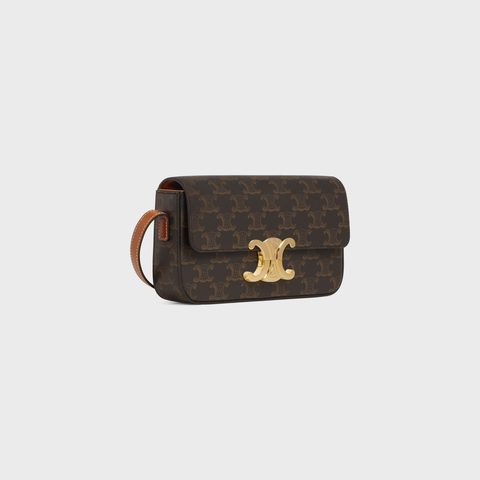 SHOULDER BAG CLAUDE IN TRIOMPHE CANVAS AND CALFSKIN TAN