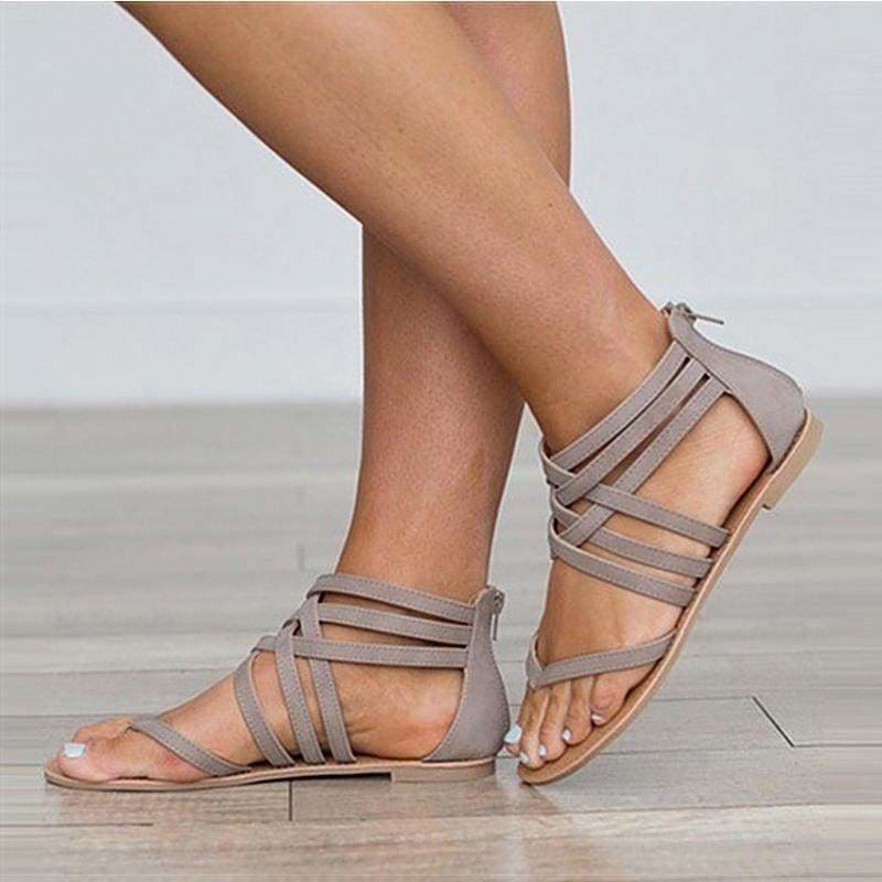 Women Sandals Female Flat Sandals Rome Style Cross Tied Sandals