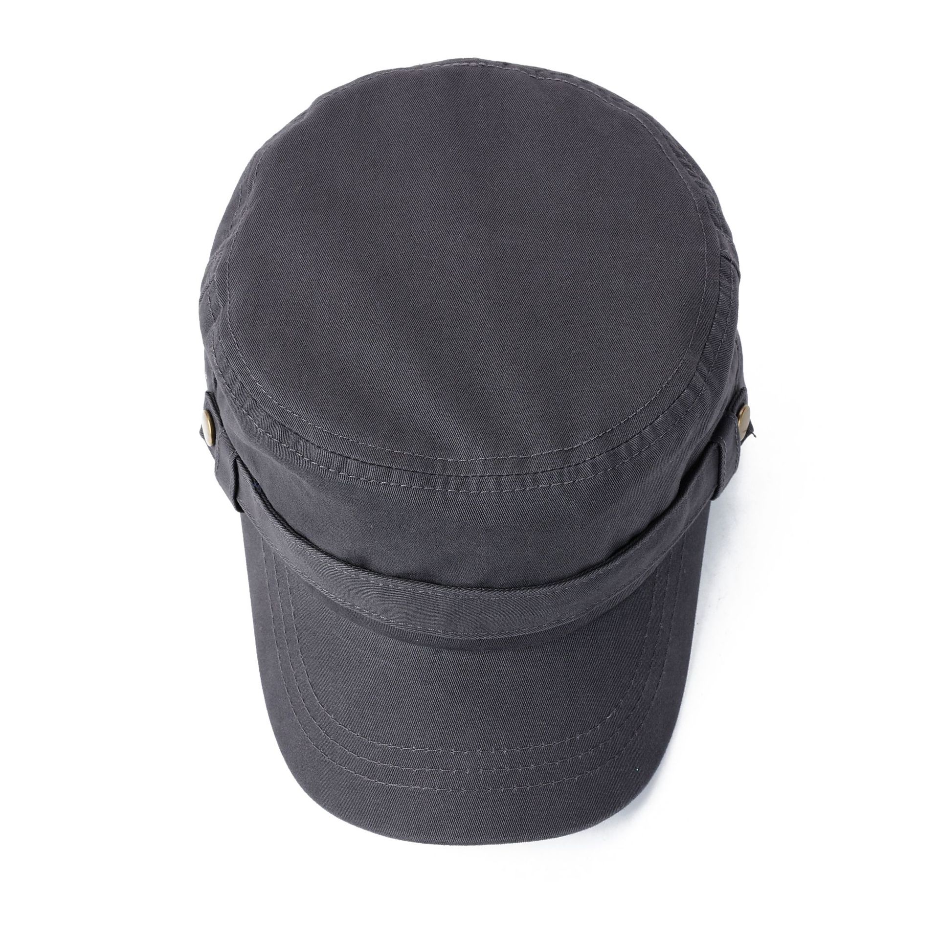 Men's Retro Washed Flat-Top Curved Brim Adjustable Cadet Cap