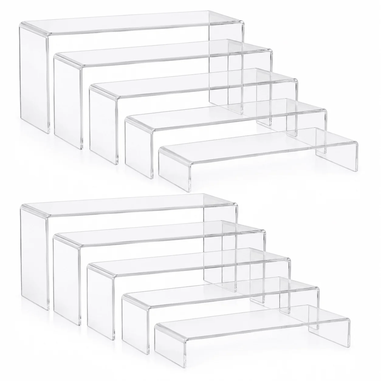 10-Piece Clear Acrylic Display Risers Set U-Shaped Nesting