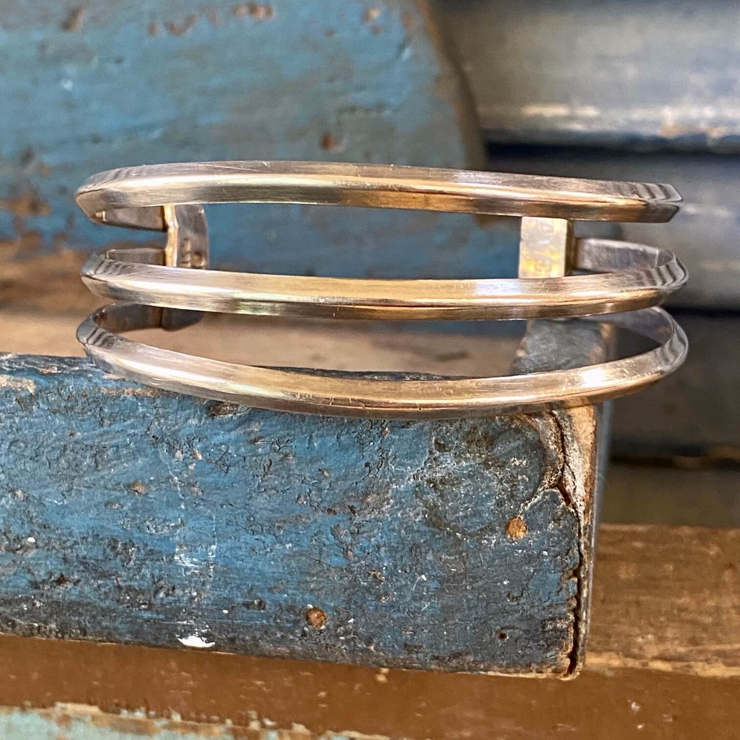Triple Cuff Bracelet Sterling Silver Taxco Mexico