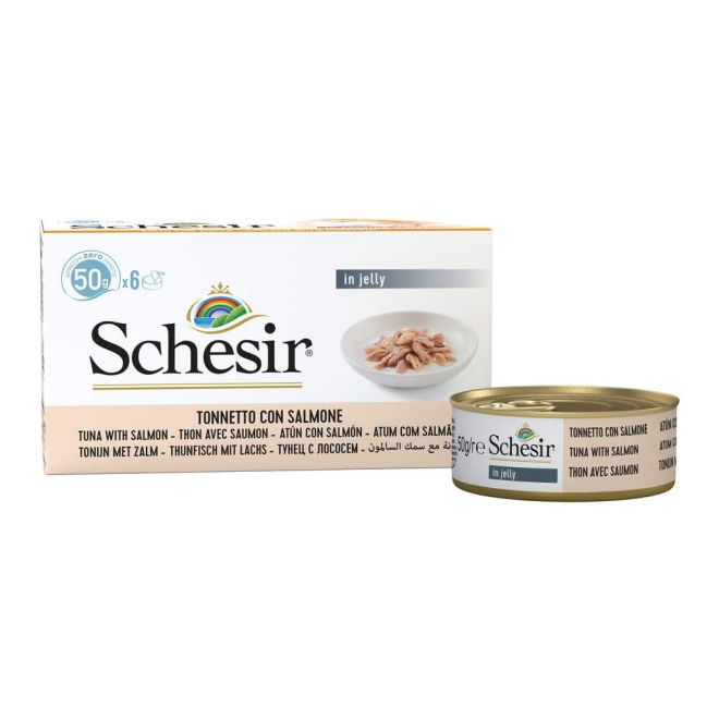 Schesir Cat Adult Blue Deluxe Tunfisk & Laks i saus 6x50g