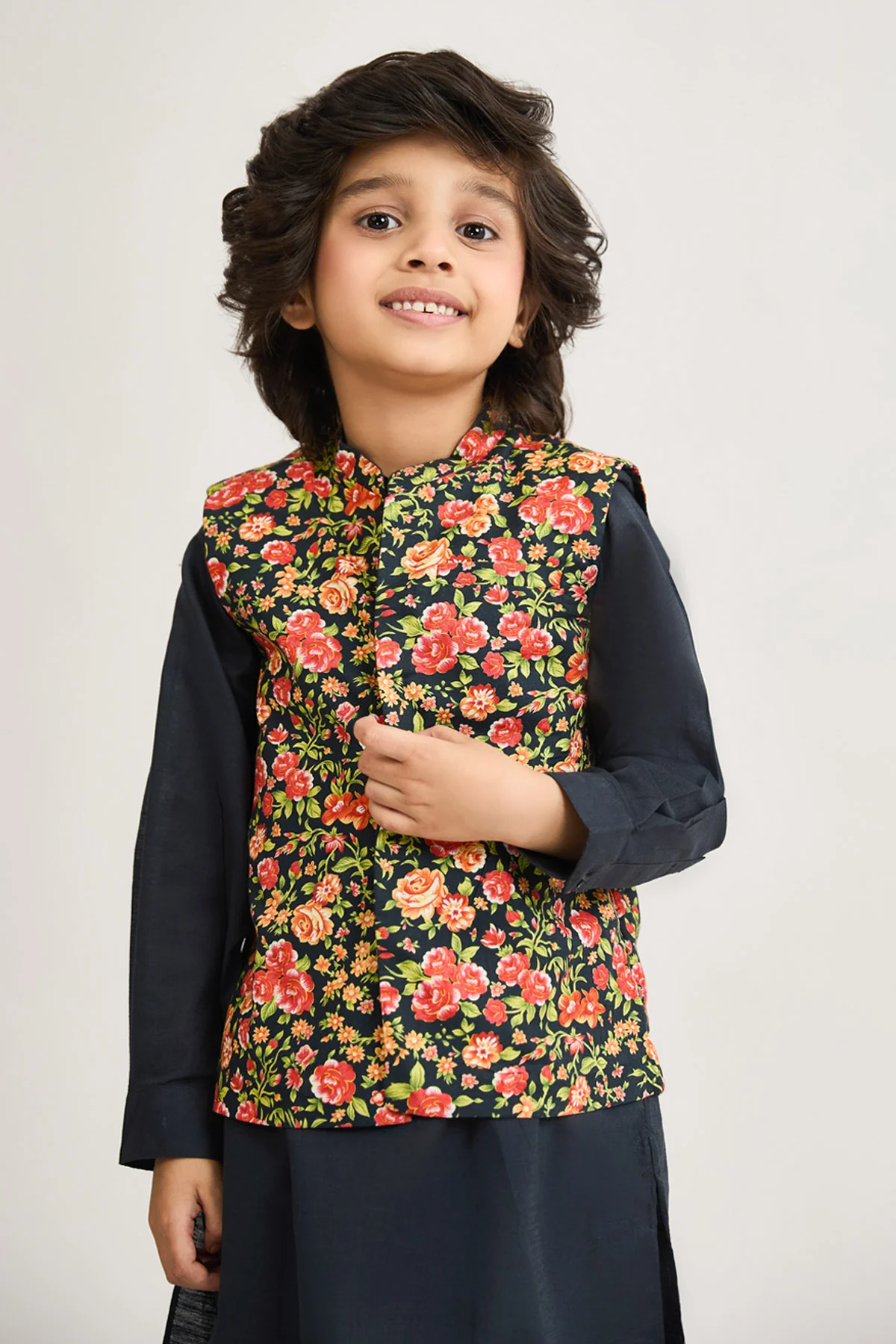 Printed Waistcoat 3 Piece Suit - SIS811225