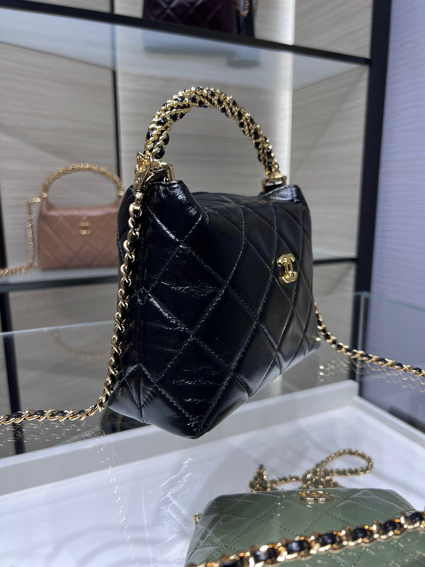 Mini Hobo Bag with Top Handle（Black） - Mocuir