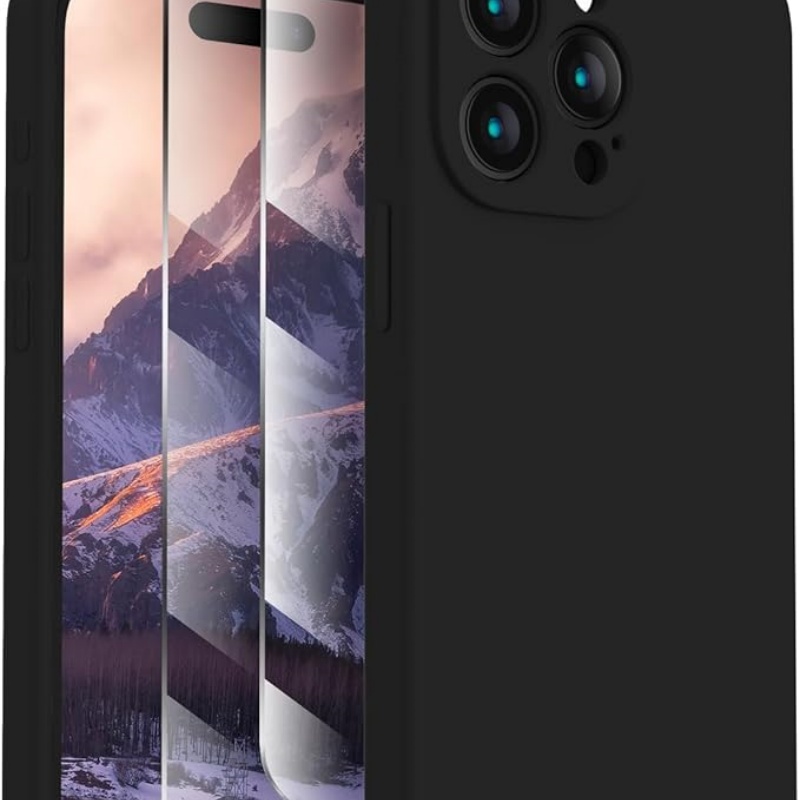 CASEOLOGY Silicone Upgraded [Camera Protection] Phone Case with [2 Screen Protectors]