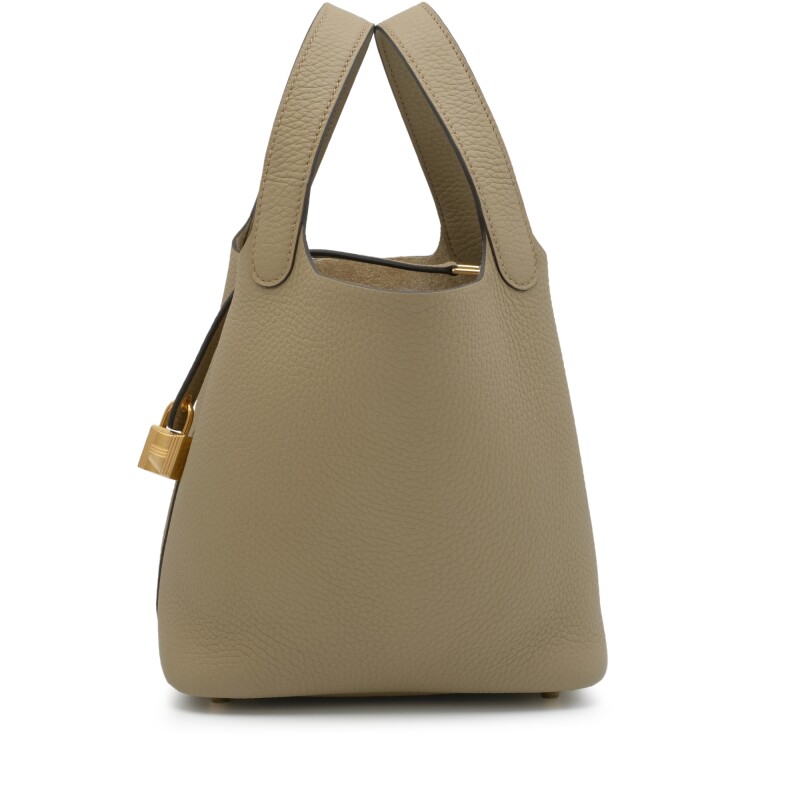 Beige Marfa Clemence Picotin Lock 18 Gold Hardware