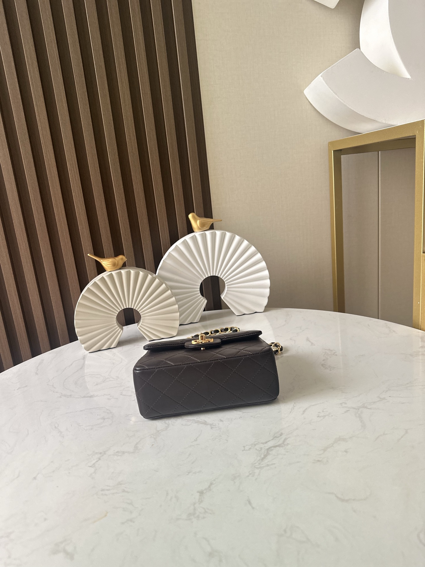 Mini Classic Flap in Dark Brown Quilted Lambskin with Gold-Tone Hardware - Mocuir