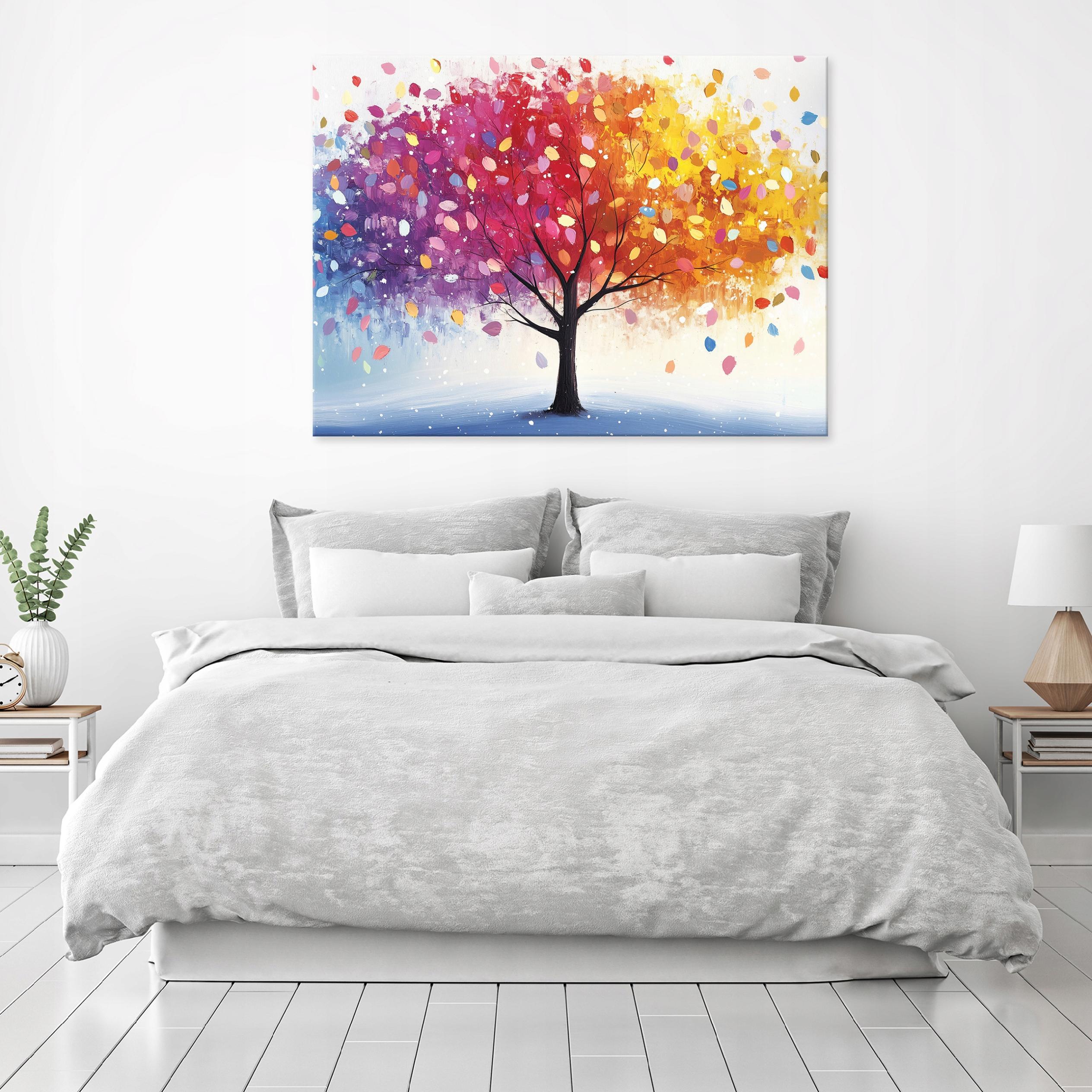 Colorful canvas wall art featuring a tree for the bedroom, living room, or kitchen (40x30)