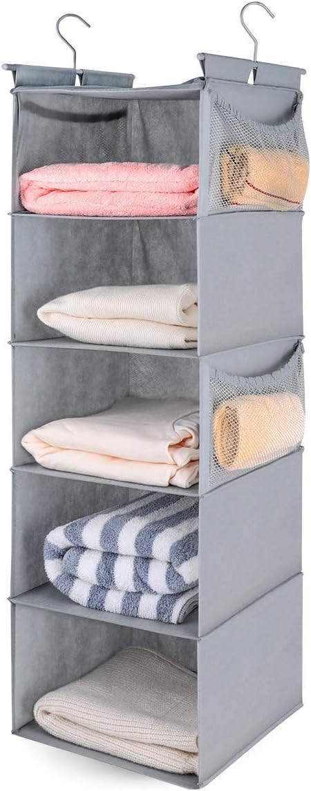 DIVIDERLY 5 Shelf Hanging Closet Organizer