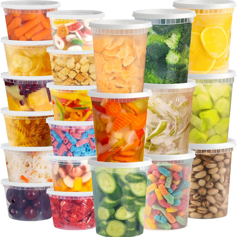 Disposable plastic soup cups, take-away dessert bowls, sealed storage cups are not easy to leak, and plastic cooked food containers are packed.