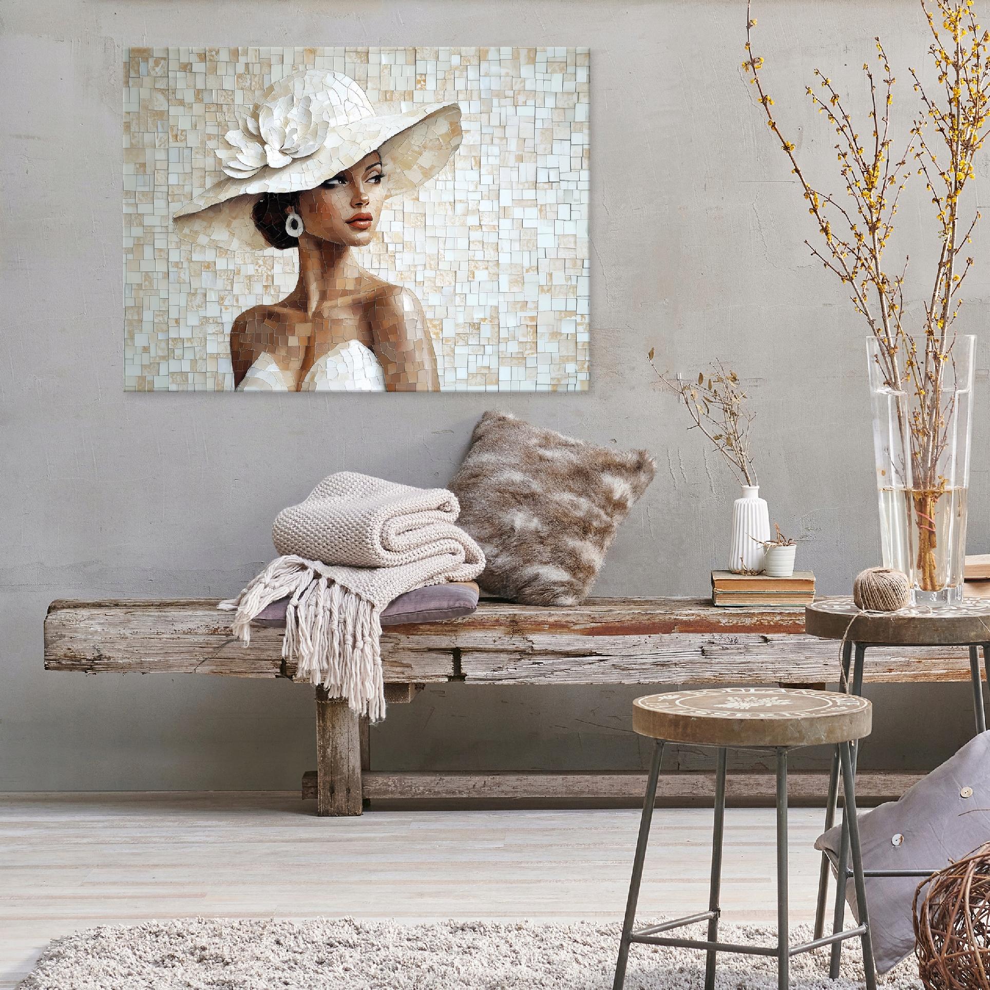 Abstract painting of a woman in a hat for the bedroom or living room, on canvas, 40x30