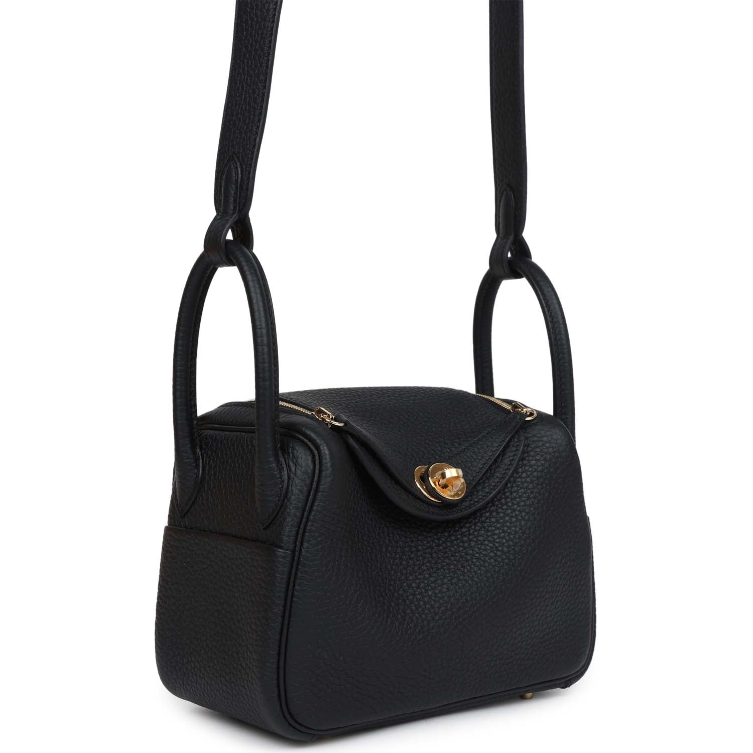 Mini Lindy Black Clemence Gold Hardware