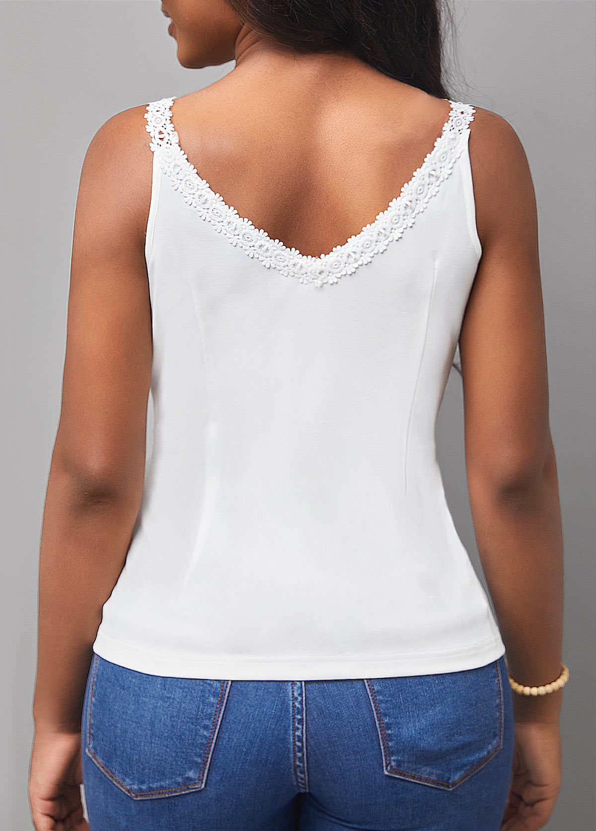 Pre-Order!                            Fold White Lace Stitching Tank Top