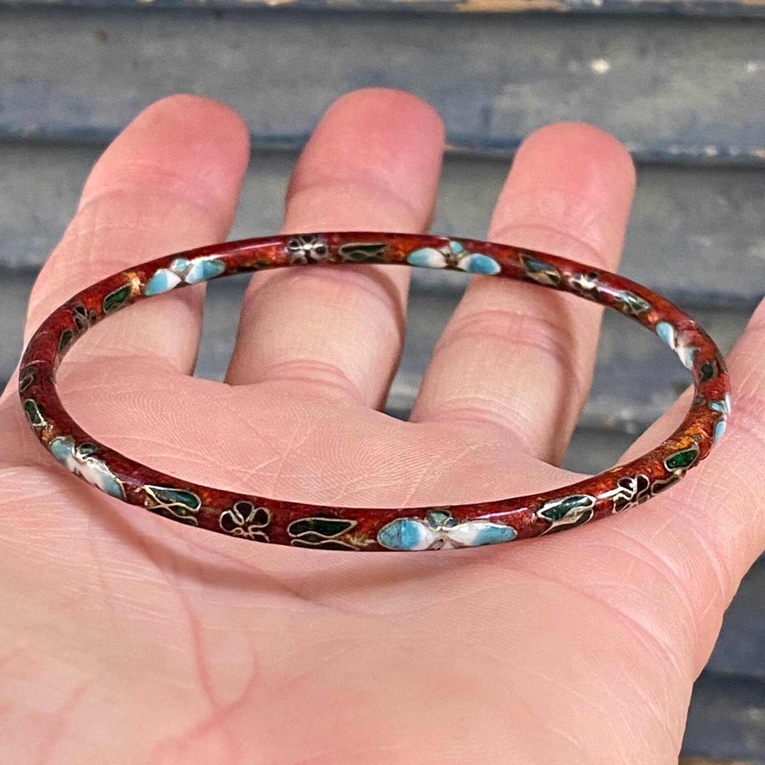Vintage Chinese Export Cloisonné Enamel Bangle Bracelet