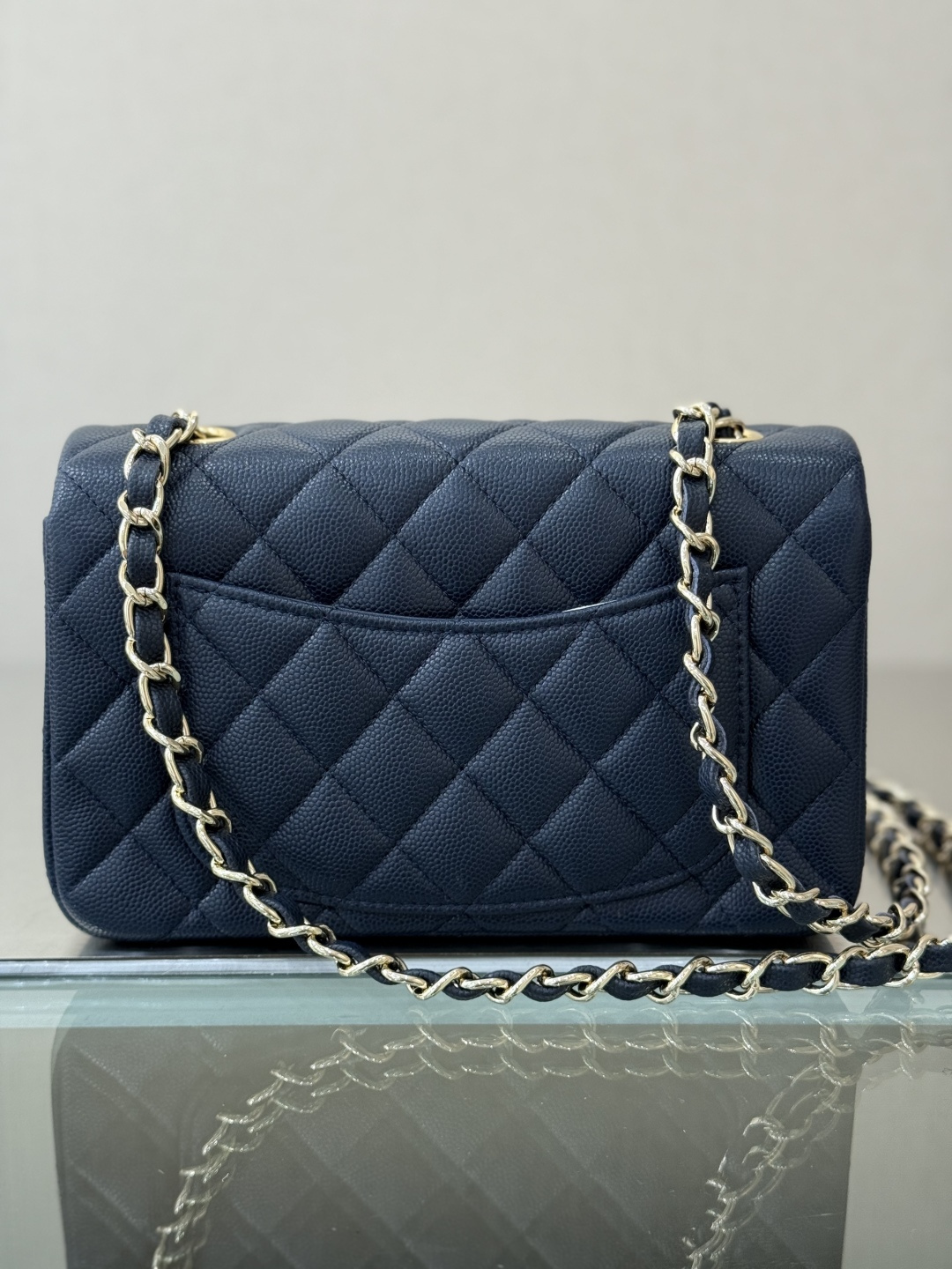 Mini Classic Flap Handbag（Dark Gray-Blue） - Mocuir