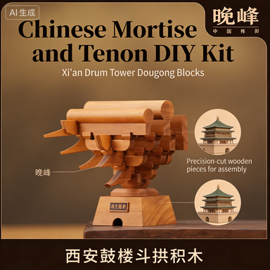 Chinese Dougong Mortise and Tenon DIY Kit | Solid Wood Ancient Chinese Architecture Bucket Arch Model | Intangible Cultural Heritage Handicraft | STEM Educational Building Toy for Adults & Teens | Traditional Chinese Culture Desktop Decor & Gift中国斗拱榫