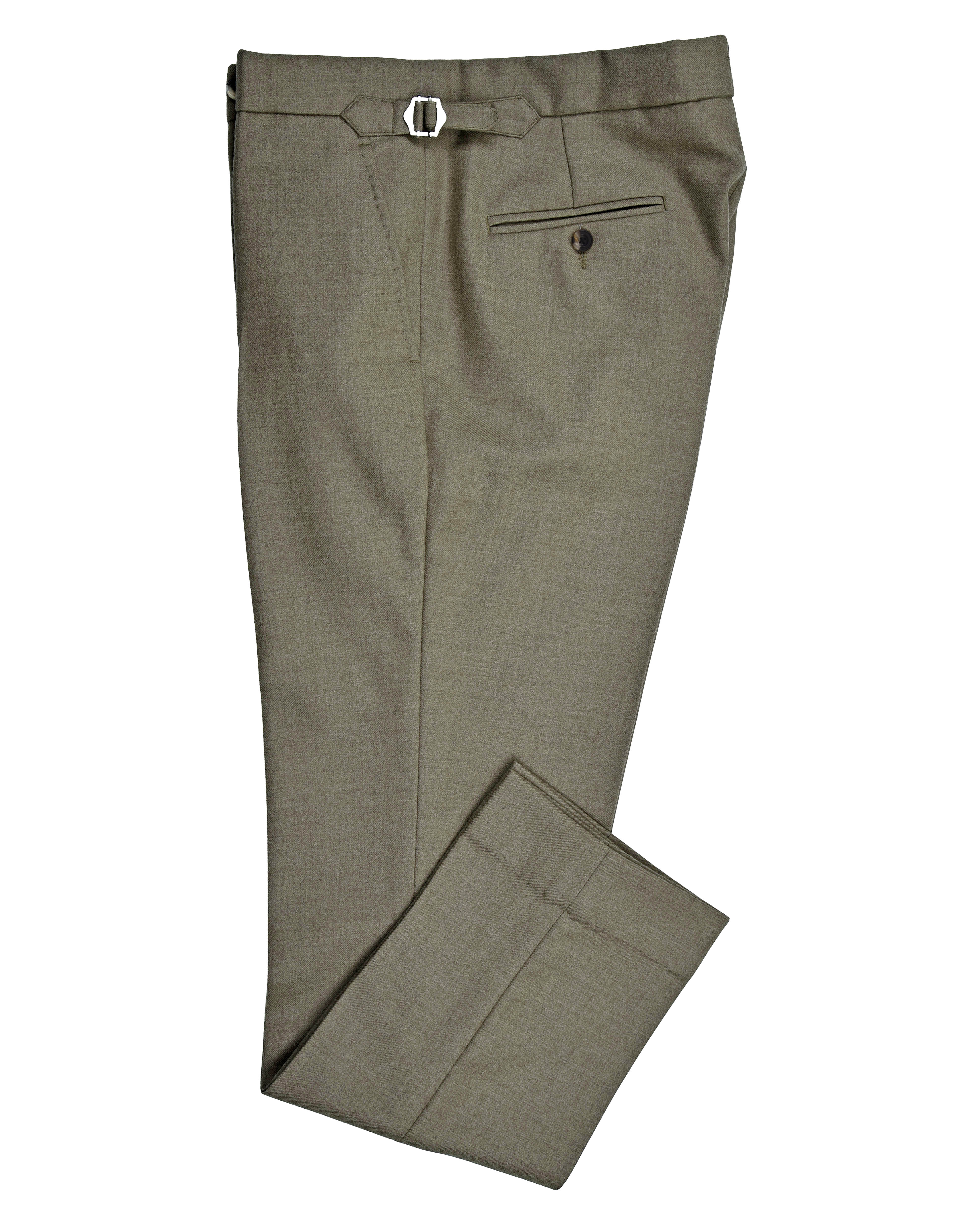 Olive Wool Flannel Dress Pant