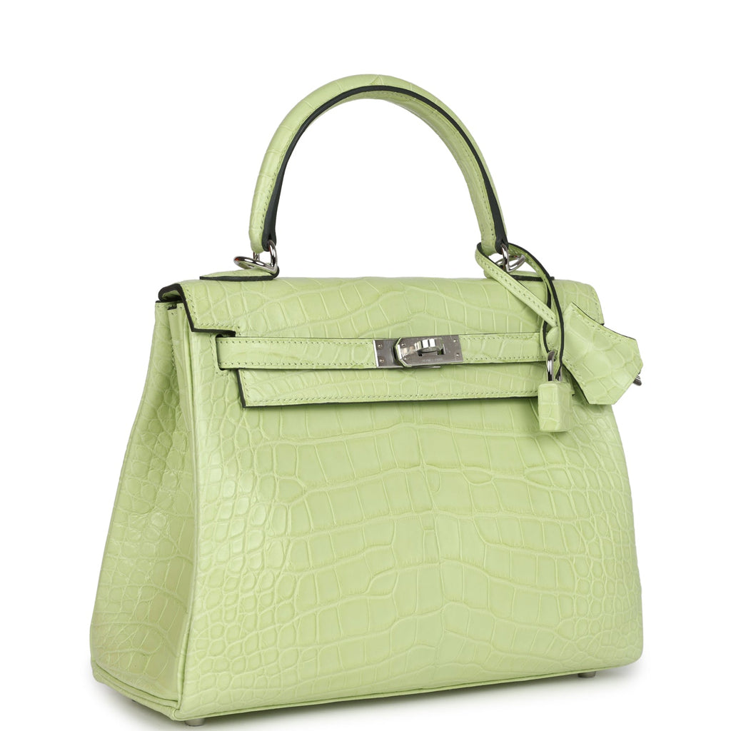 Kelly Retourne 25 Jaune Bourgeon Matte Alligator Palladium Hardware