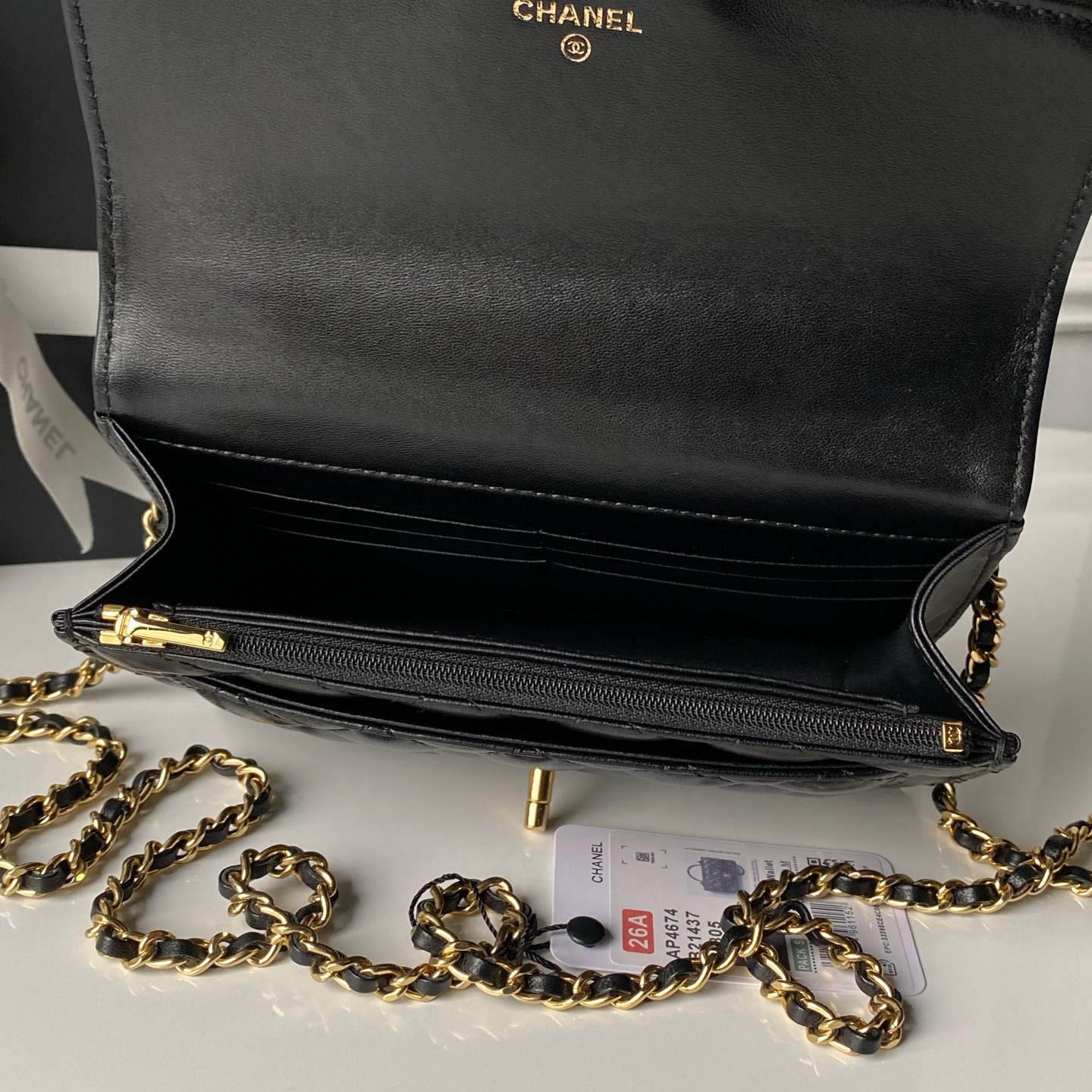 Mini Top Handle Flap Messenger Bag in Black Quilted Lambskin with Light Gold-Tone Hardware - Mocuir