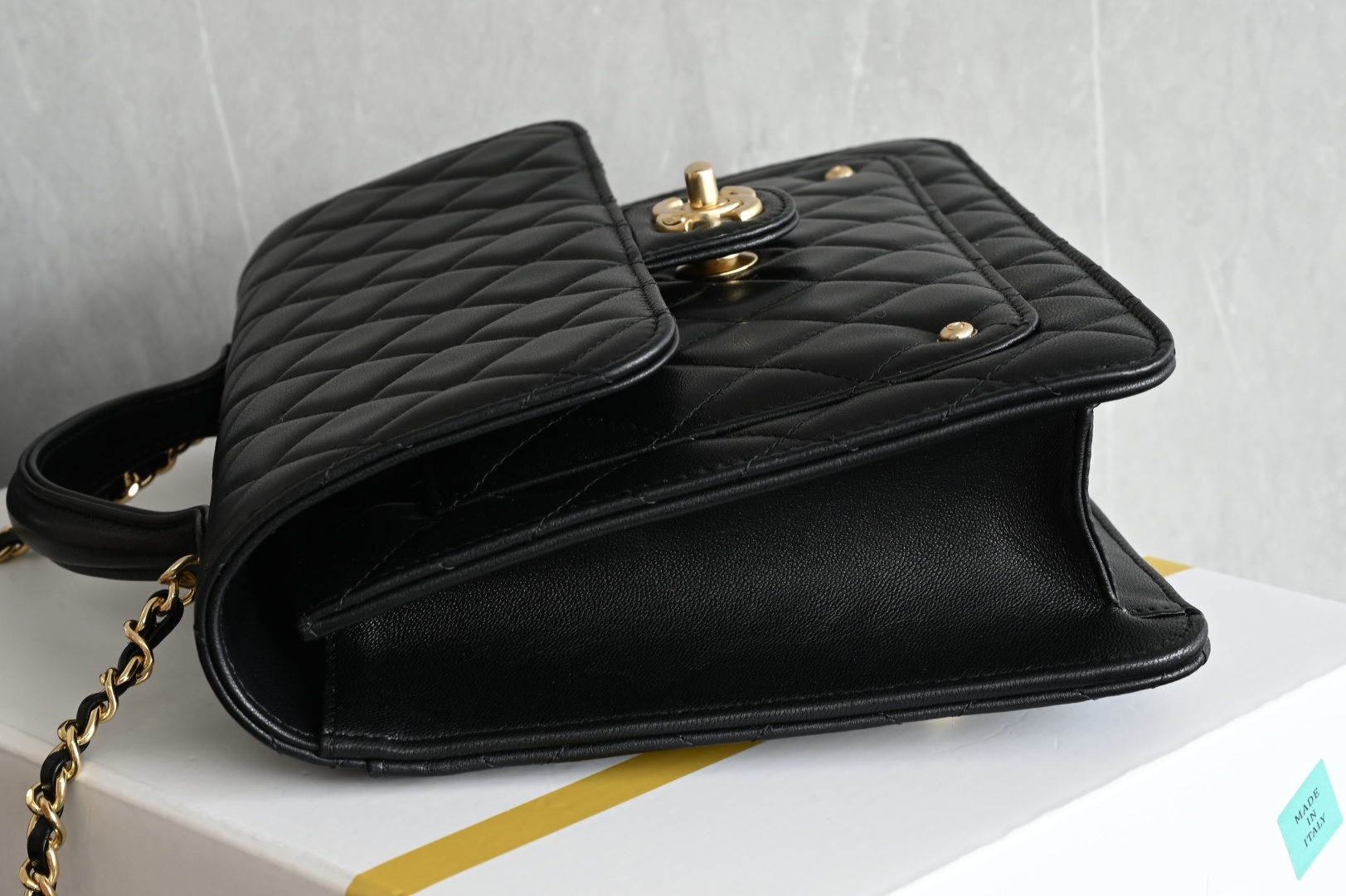 2025B Backpack in Black Shiny Lambskin with Gold-Tone Hardware (Model AS5704) - Mocuir