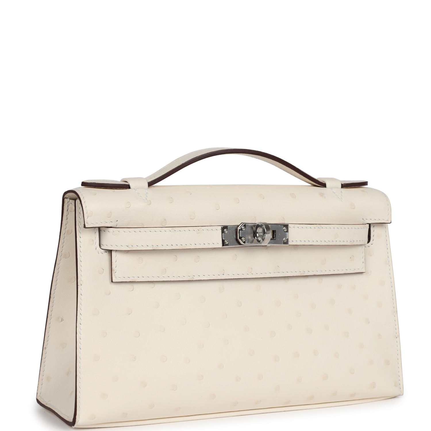Kelly Pochette Nata Ostrich Palladium Hardware