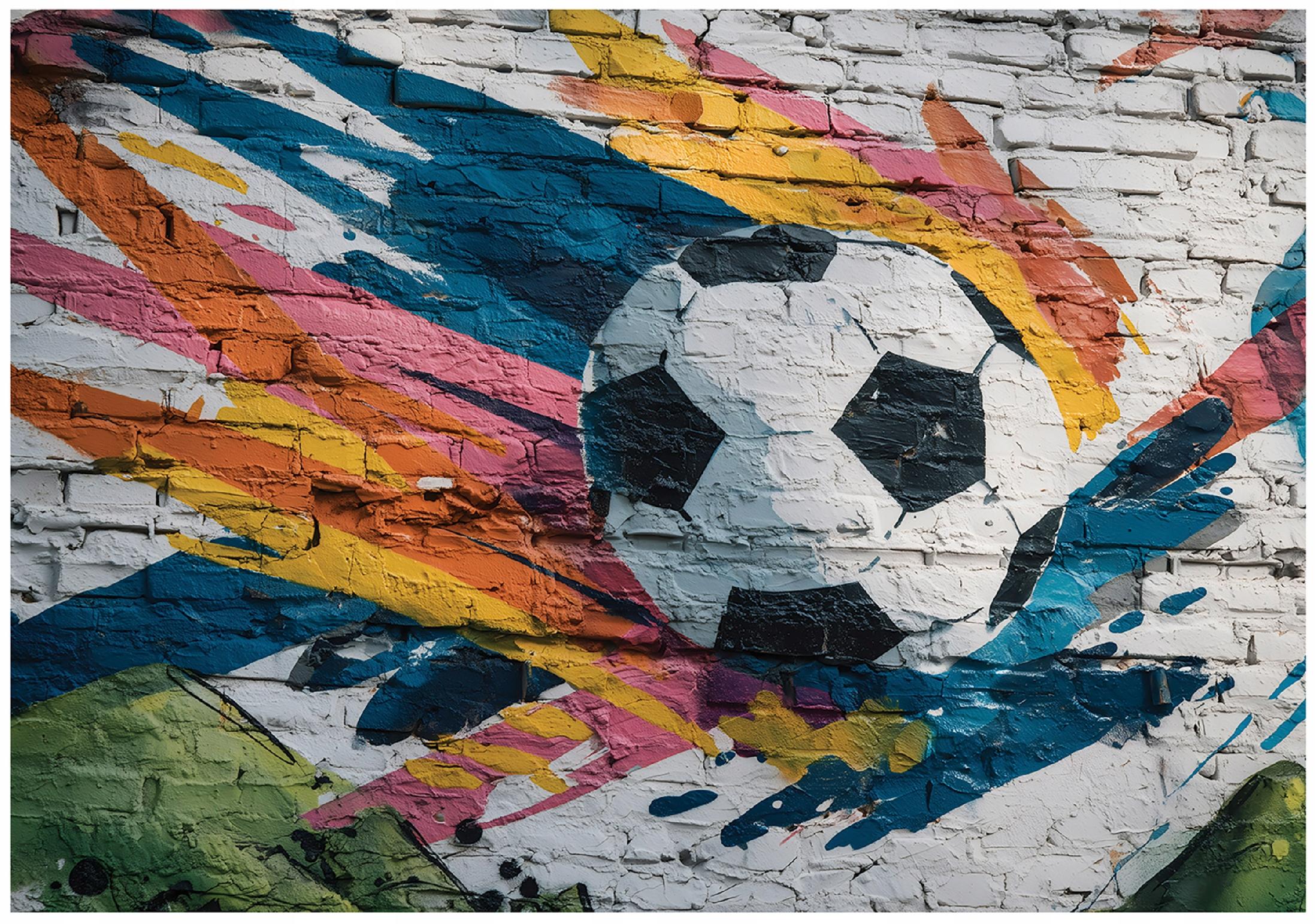 Football-themed graffiti wall mural for boys