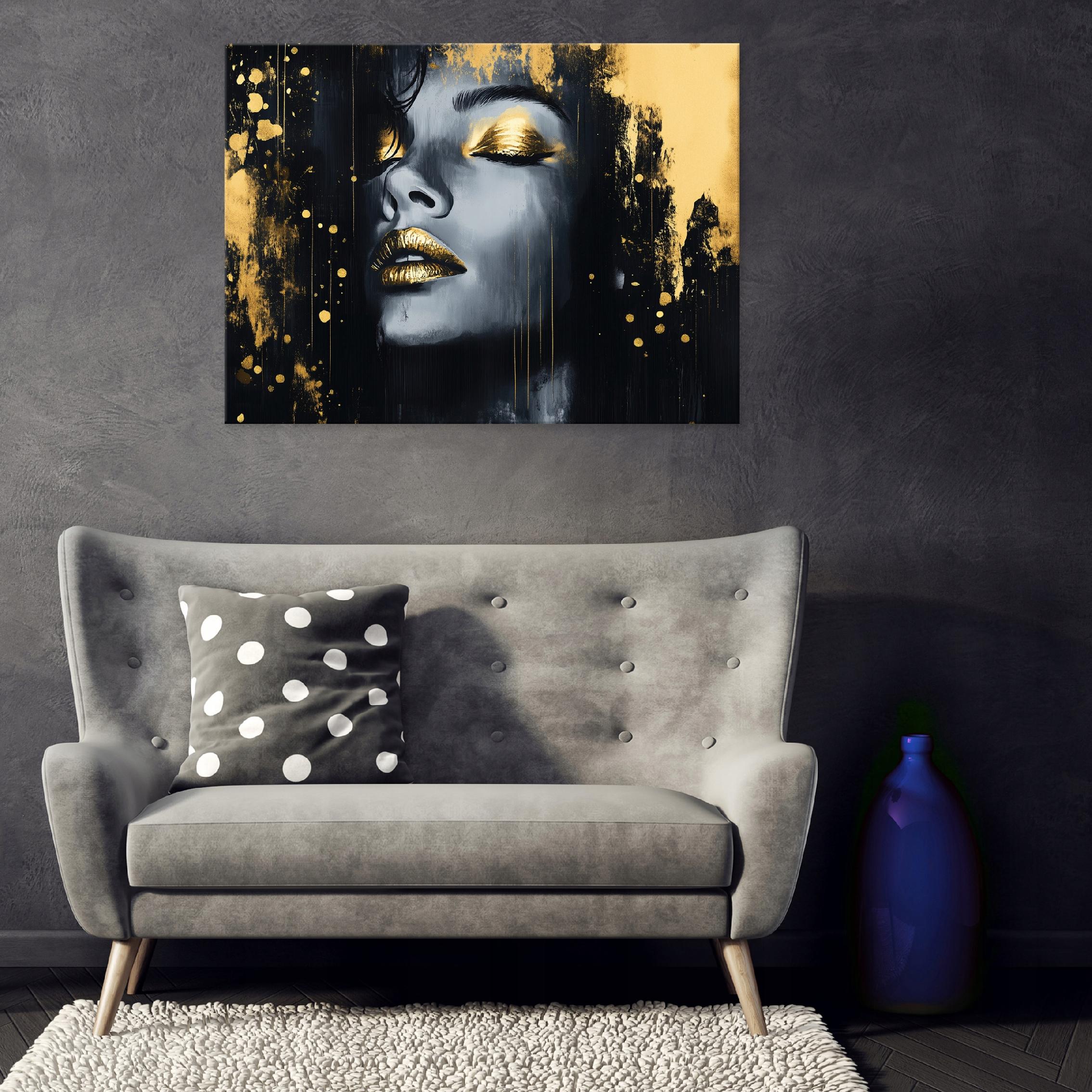 Canvas wall art, woman, black, for bedroom, living room, kitchen, 40x30
