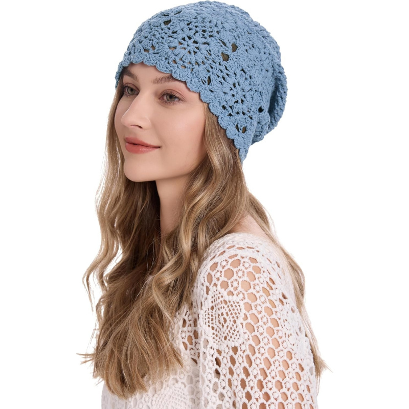 Women's Cotton Crochet Slouchy Beanie Hat