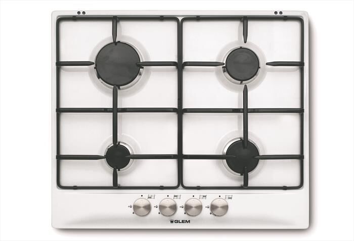 GLEM GAS - Piano cottura a gas GT64WH 4 fuochi 58,5cm-Alluminio