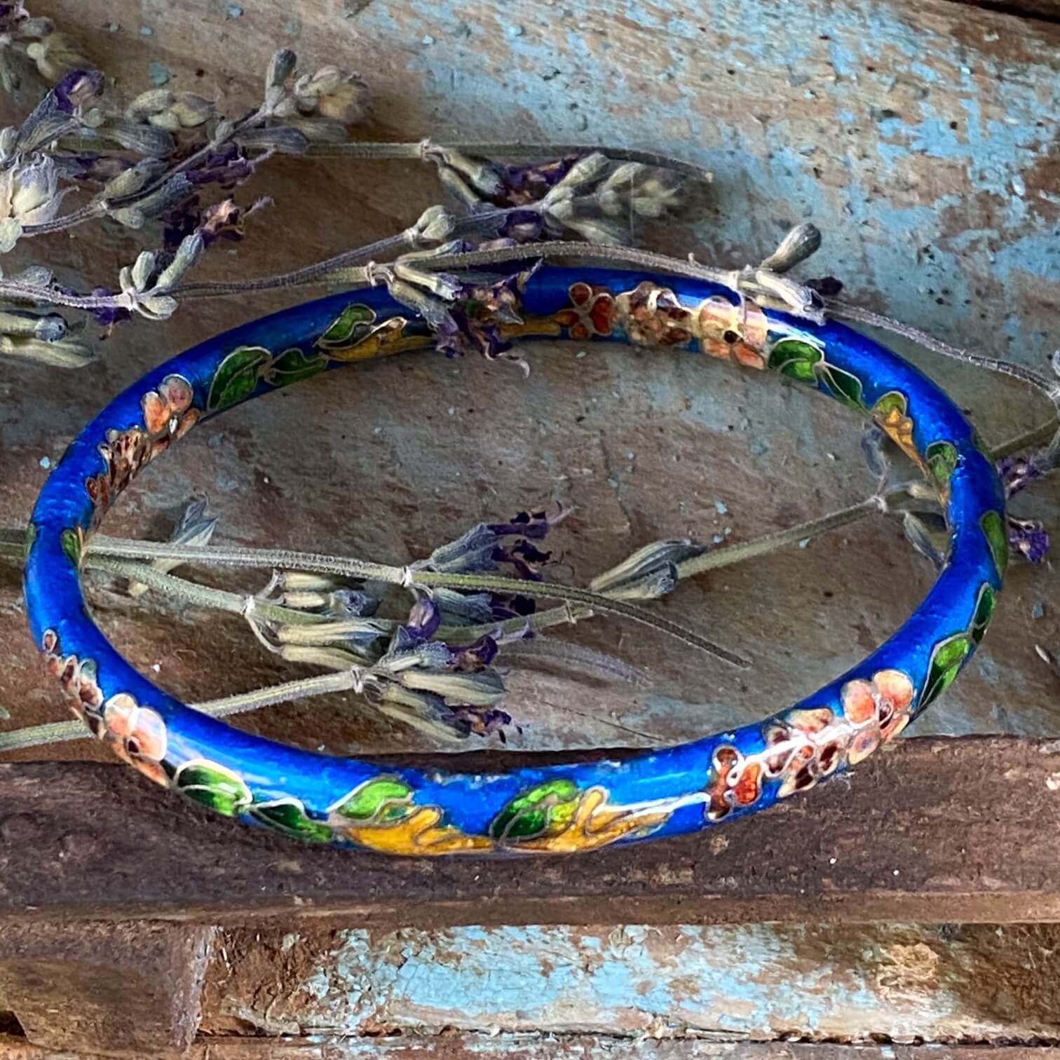 Vintage Chinese Export Cloisonné Enamel Bangle Bracelet