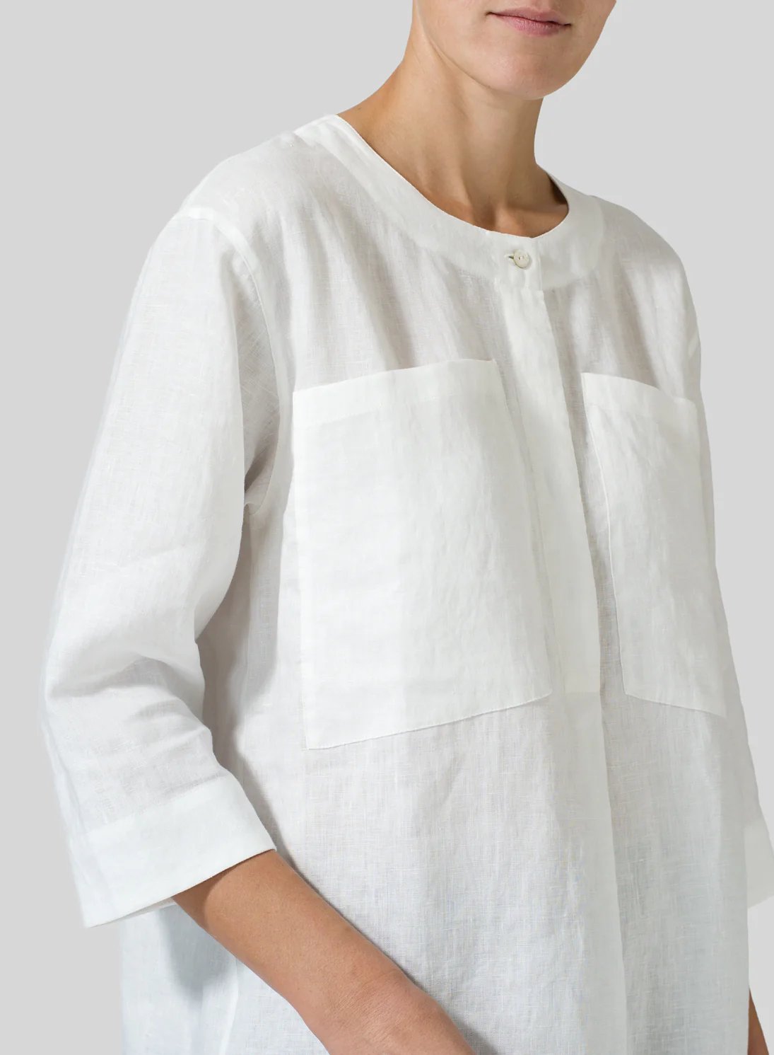 Womens Cotton Linen Pocket Fashion Shirt