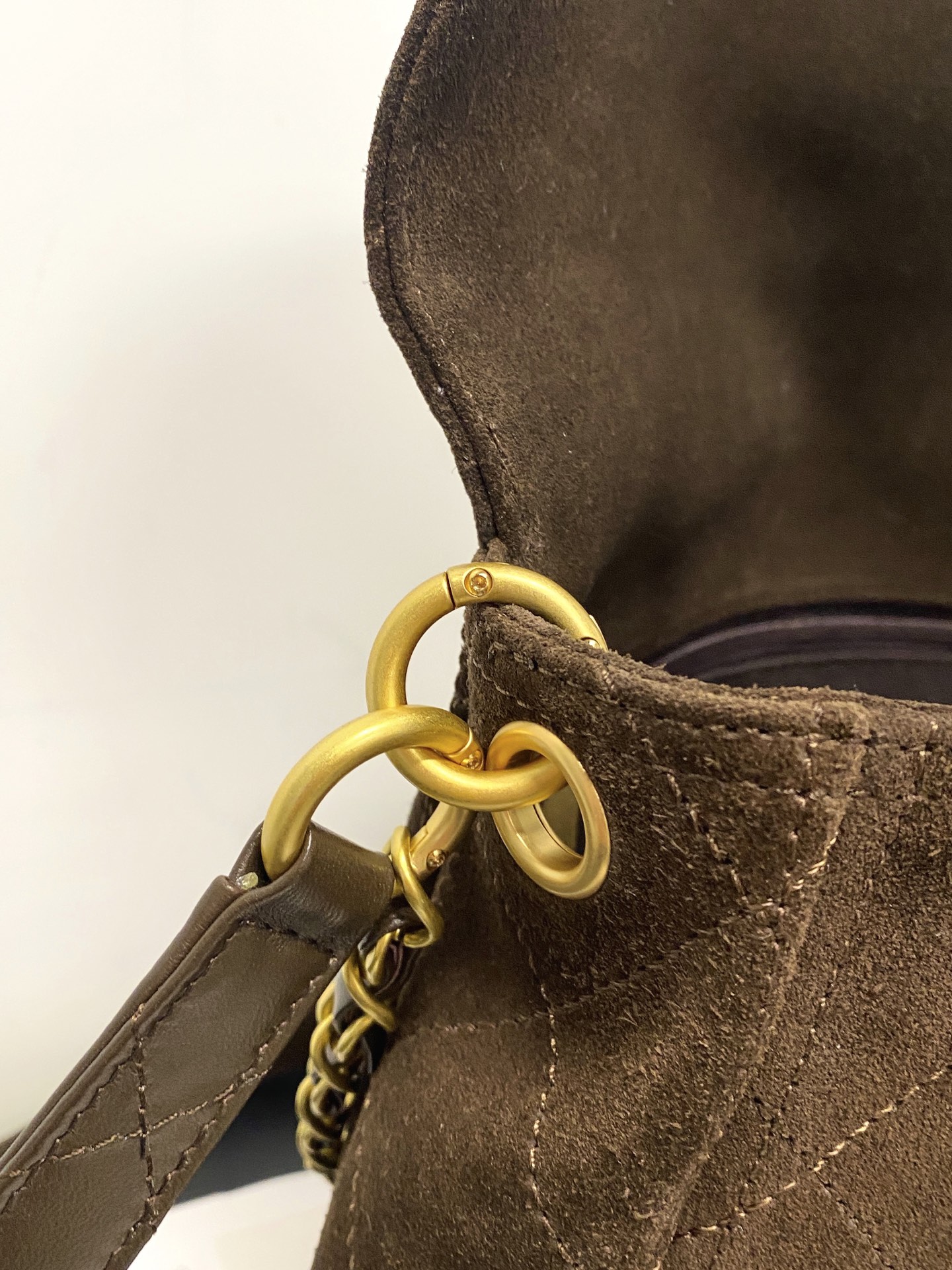 26C Hobo Flap Bag in Dark Brown Suede Calfskin with Gold Hardware (Model AS5886) - Mocuir