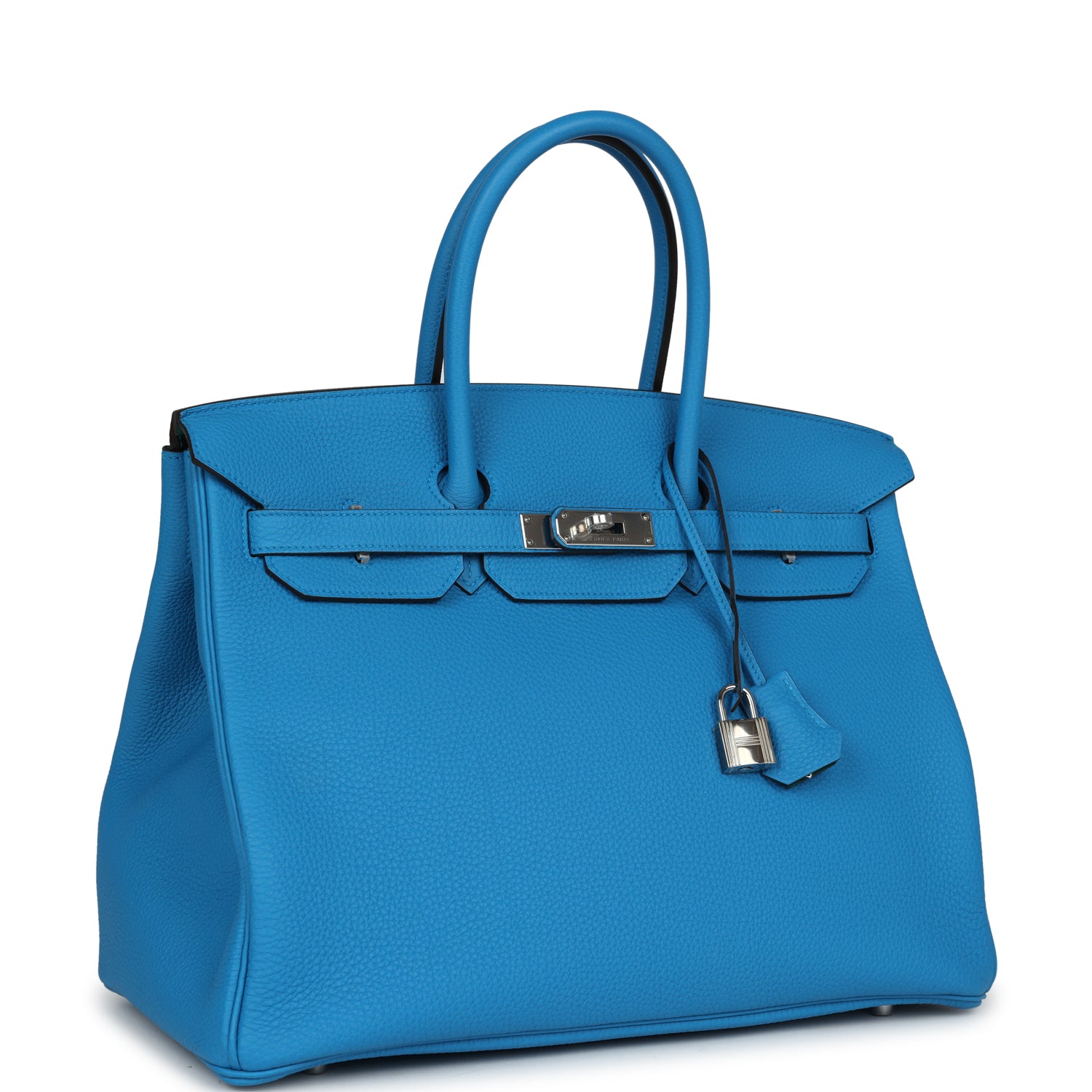 Birkin 35 Bleu Zanzibar Verso Togo Palladium Hardware