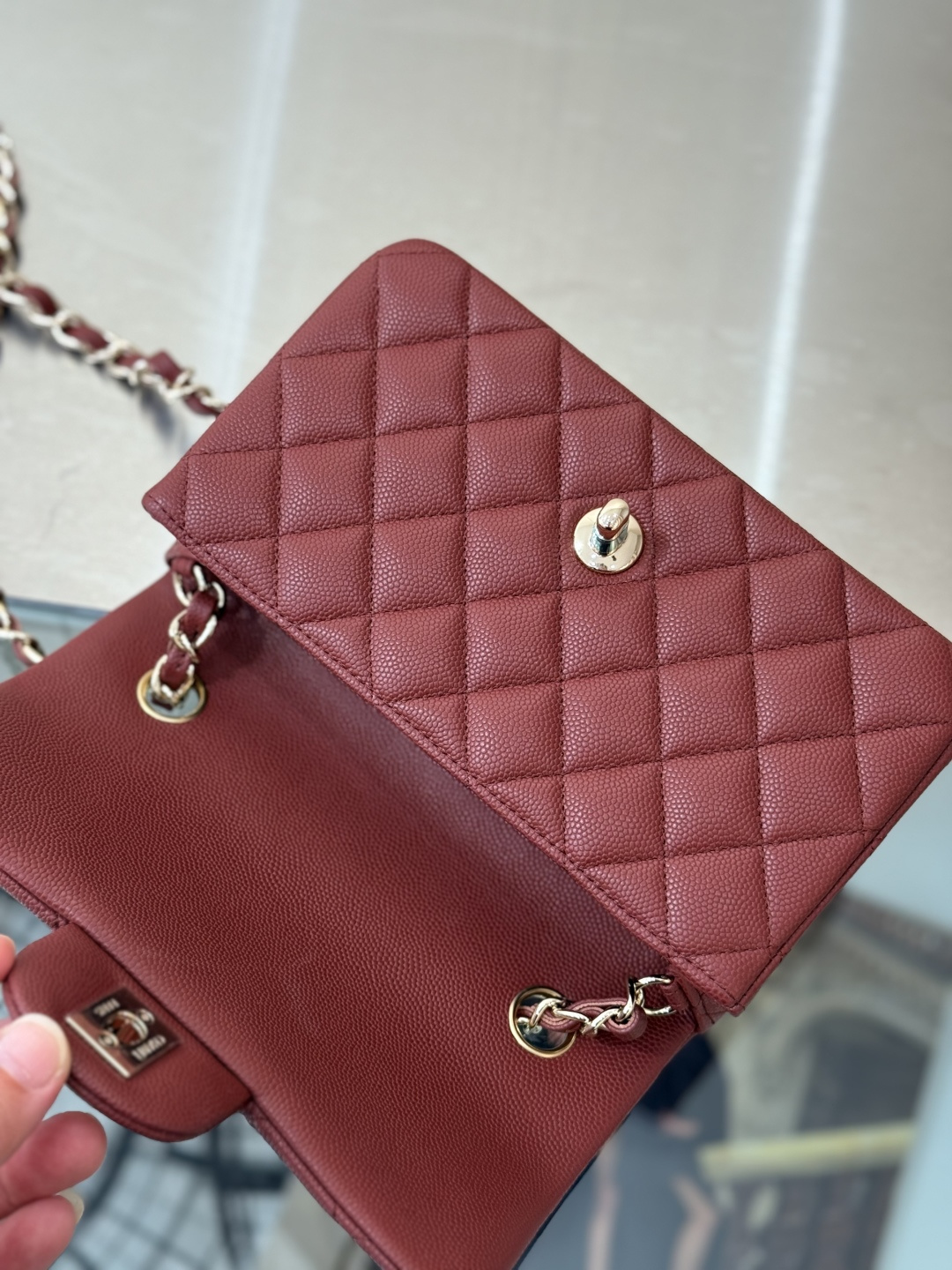 Mini Classic Flap Handbag（Wine Red） - Mocuir