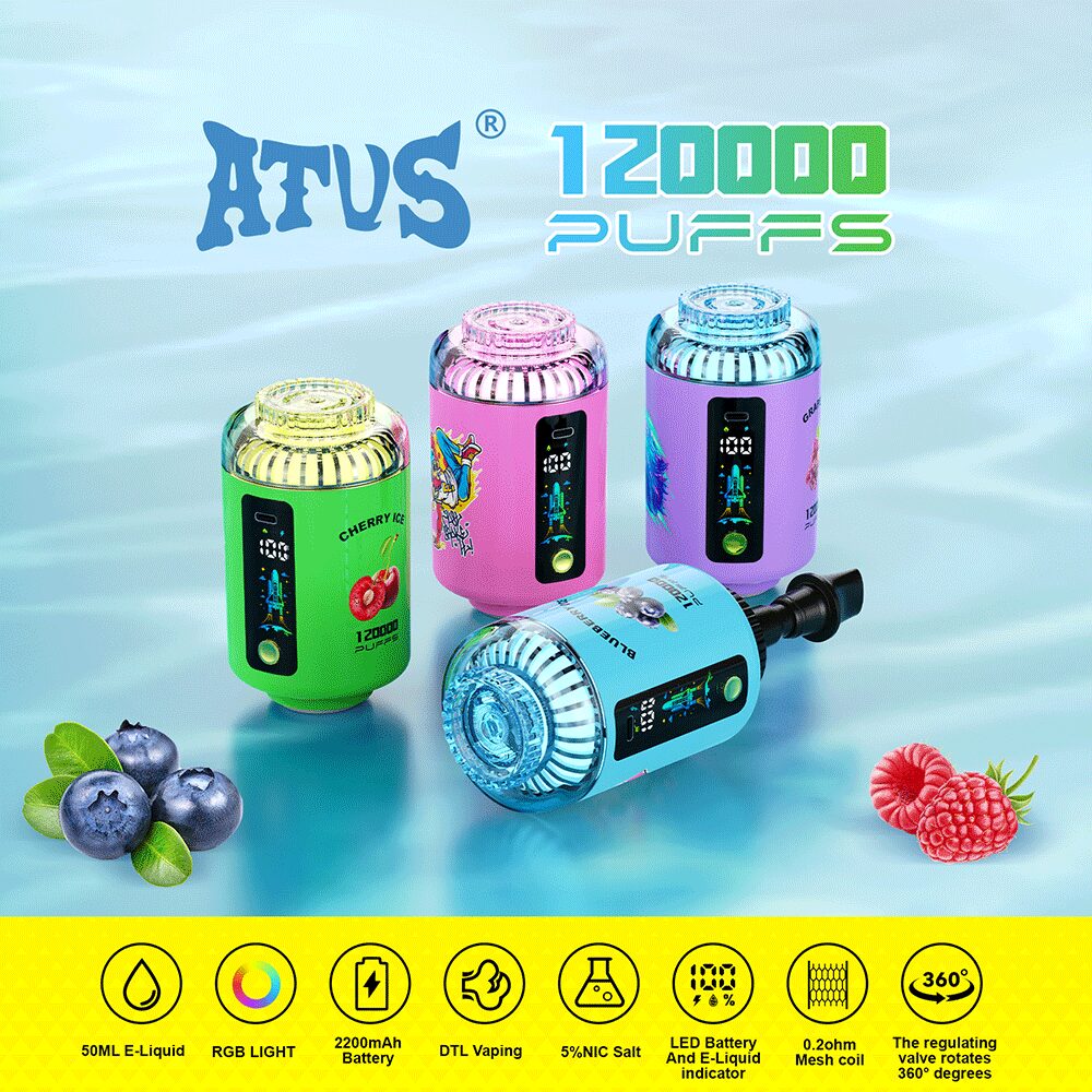 【New Arrive】ATVS 120000 120K Puffs Hookah Head LED Display DTL Disposable Vape