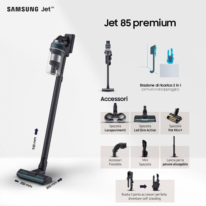 SAMSUNG - Scopa elettrica JET 85 PREMIUM VS20C852FTB-Midnight Blue
