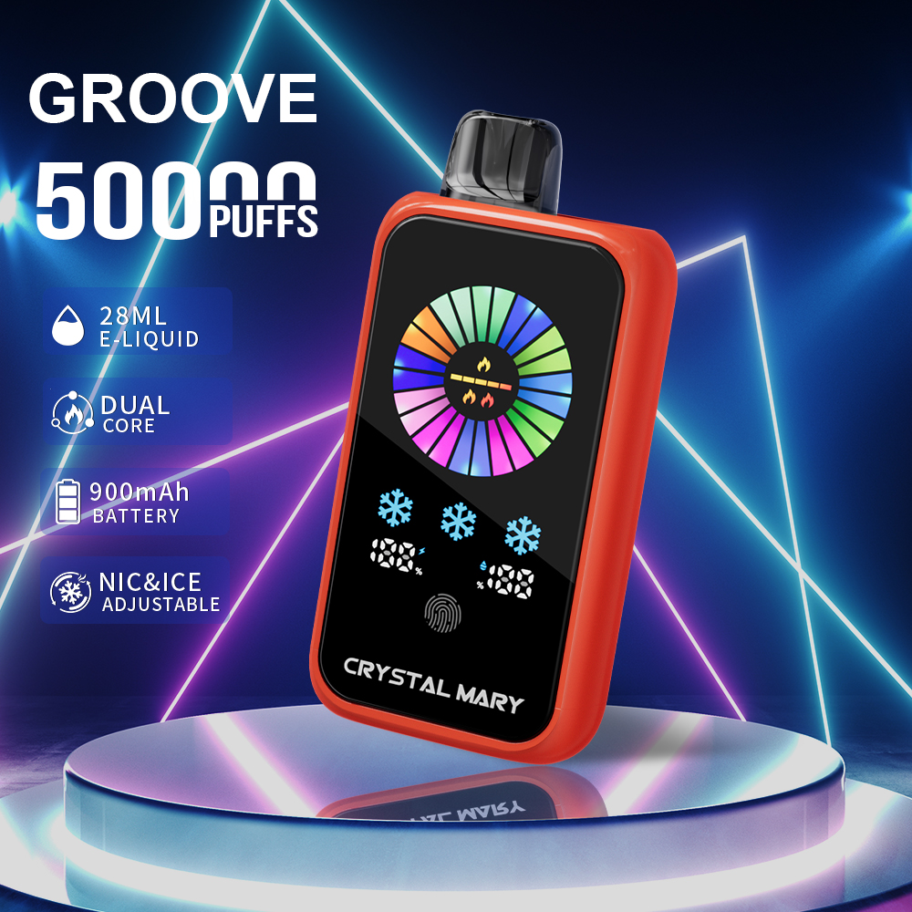 （3 pieces）Crystal Groove 50000 50k Puffs Adjustable Nicotine & Ice Control LED Display Disposable Vape EU Warehouse