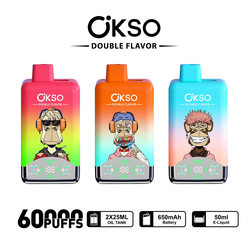 （3 pieces）OKSO Double Flavor 60000 60K Puffs Double Taste LED Display Disposable Vape