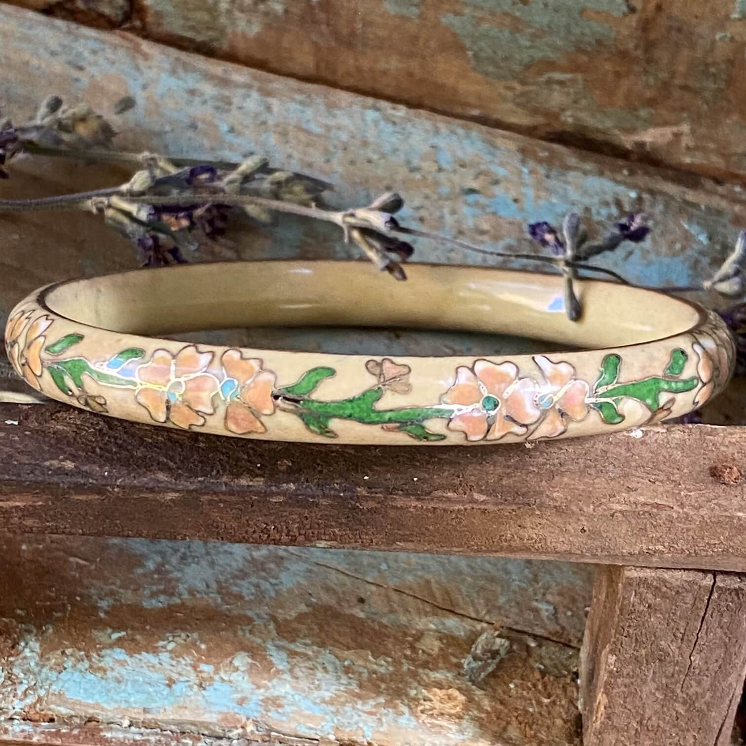 Vintage Chinese Export Cloisonné Enamel Bangle Bracelet
