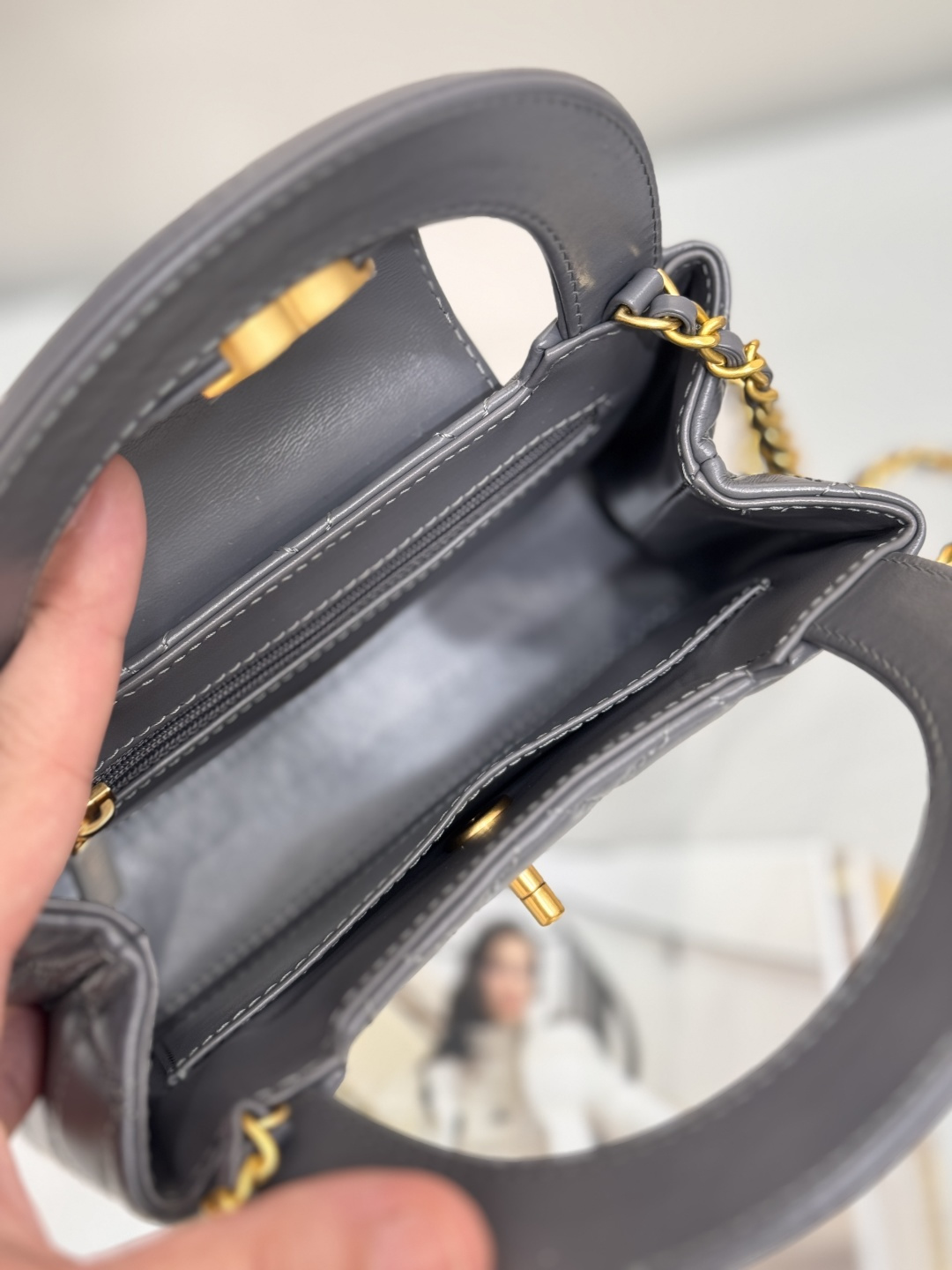 Mini Kelly Bag with Handle（Medium Grey） - Mocuir