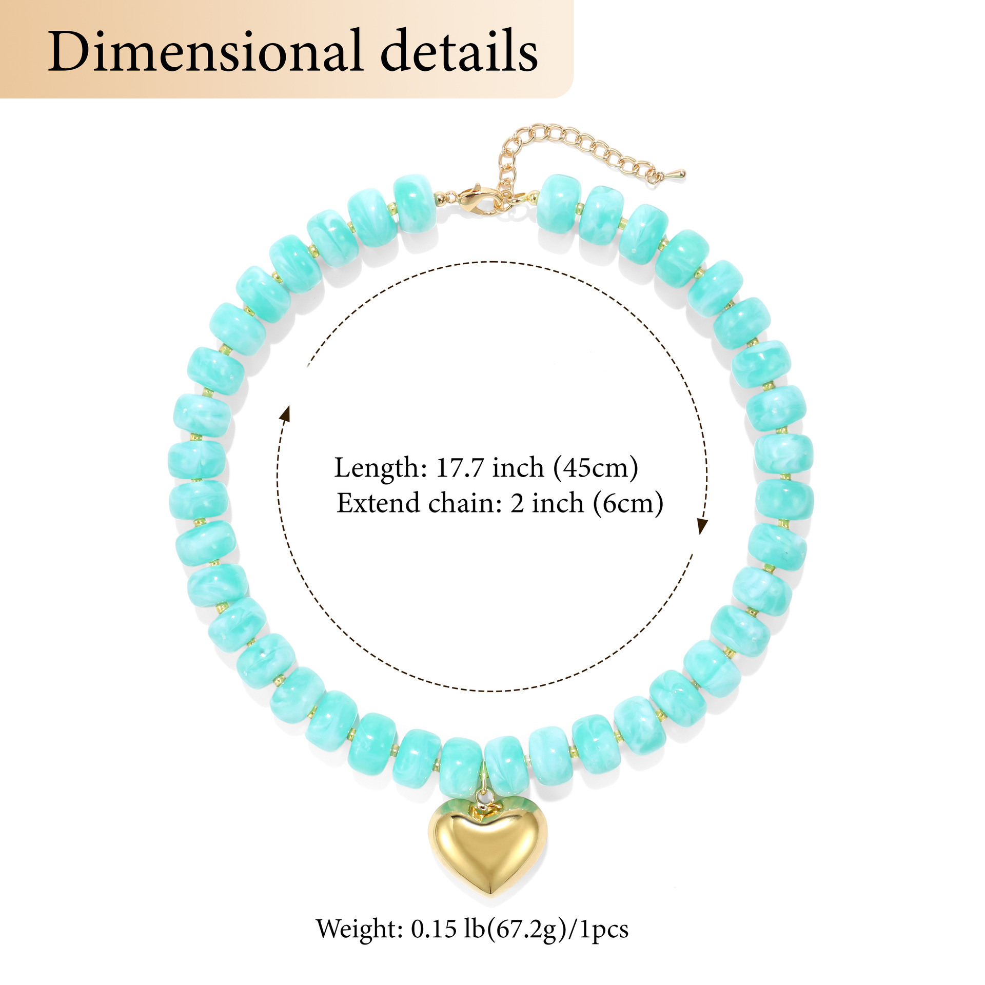 New colorful beaded love necklace fashion trend commuter everyday ladies Joker clavicle chain
